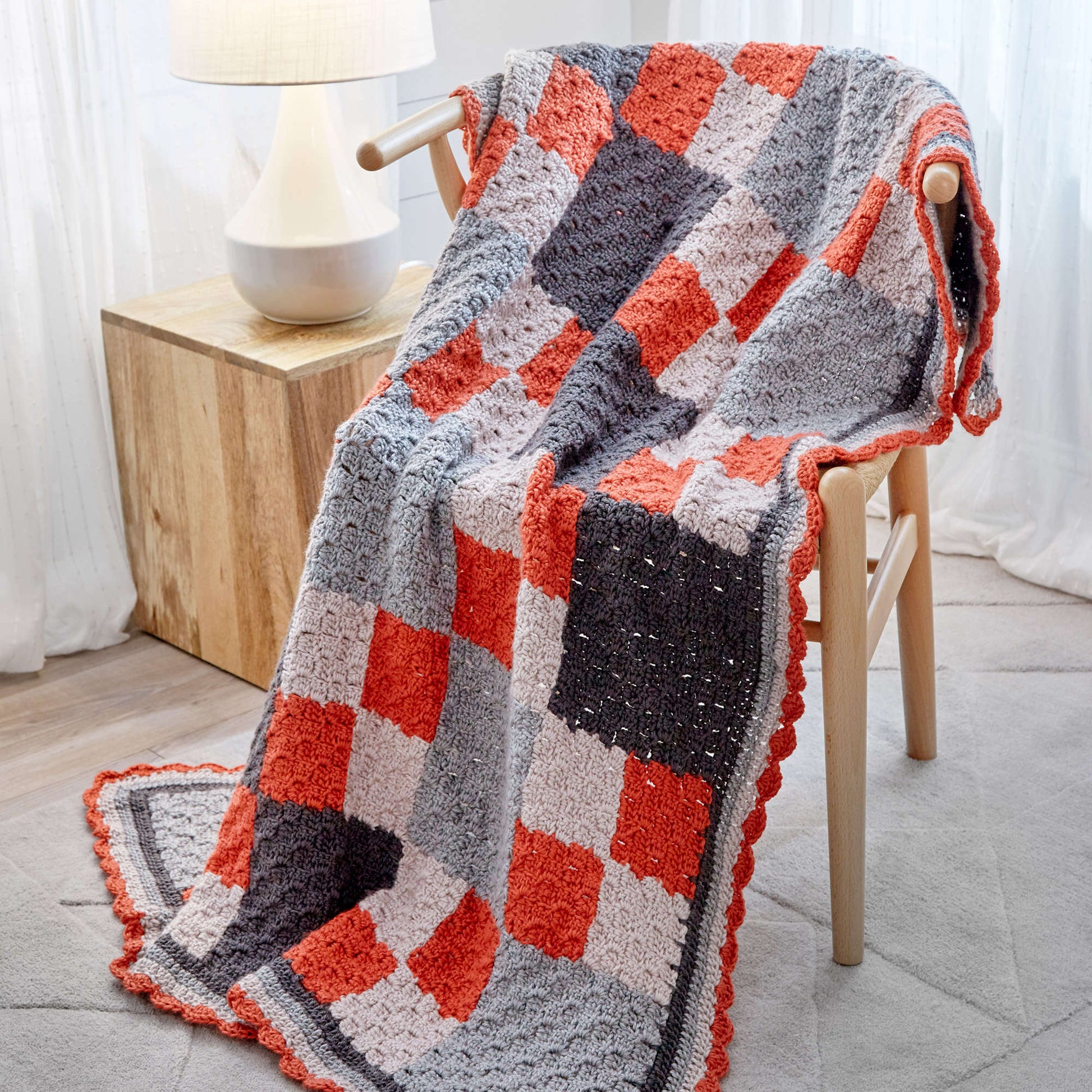 Free Red Heart Four-Patch Throw Crochet Pattern