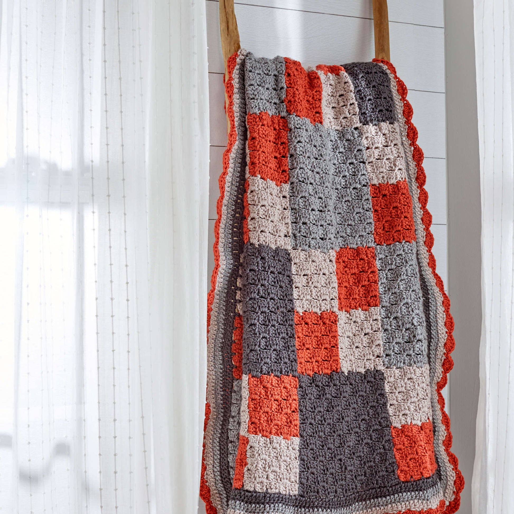 Free Red Heart Four-Patch Throw Crochet Pattern