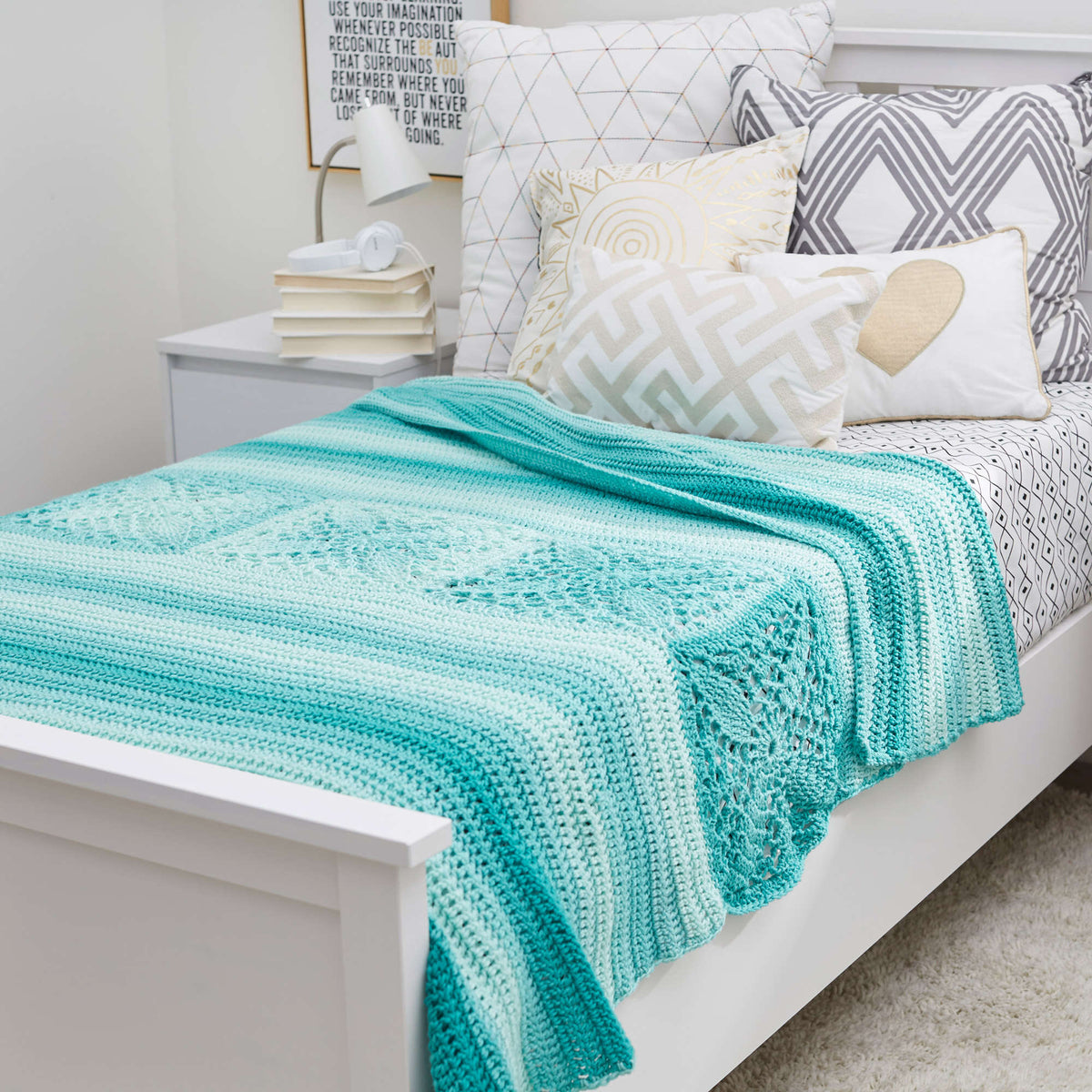 Crochet Throw made in Red Heart Super Saver Ombre Yarn