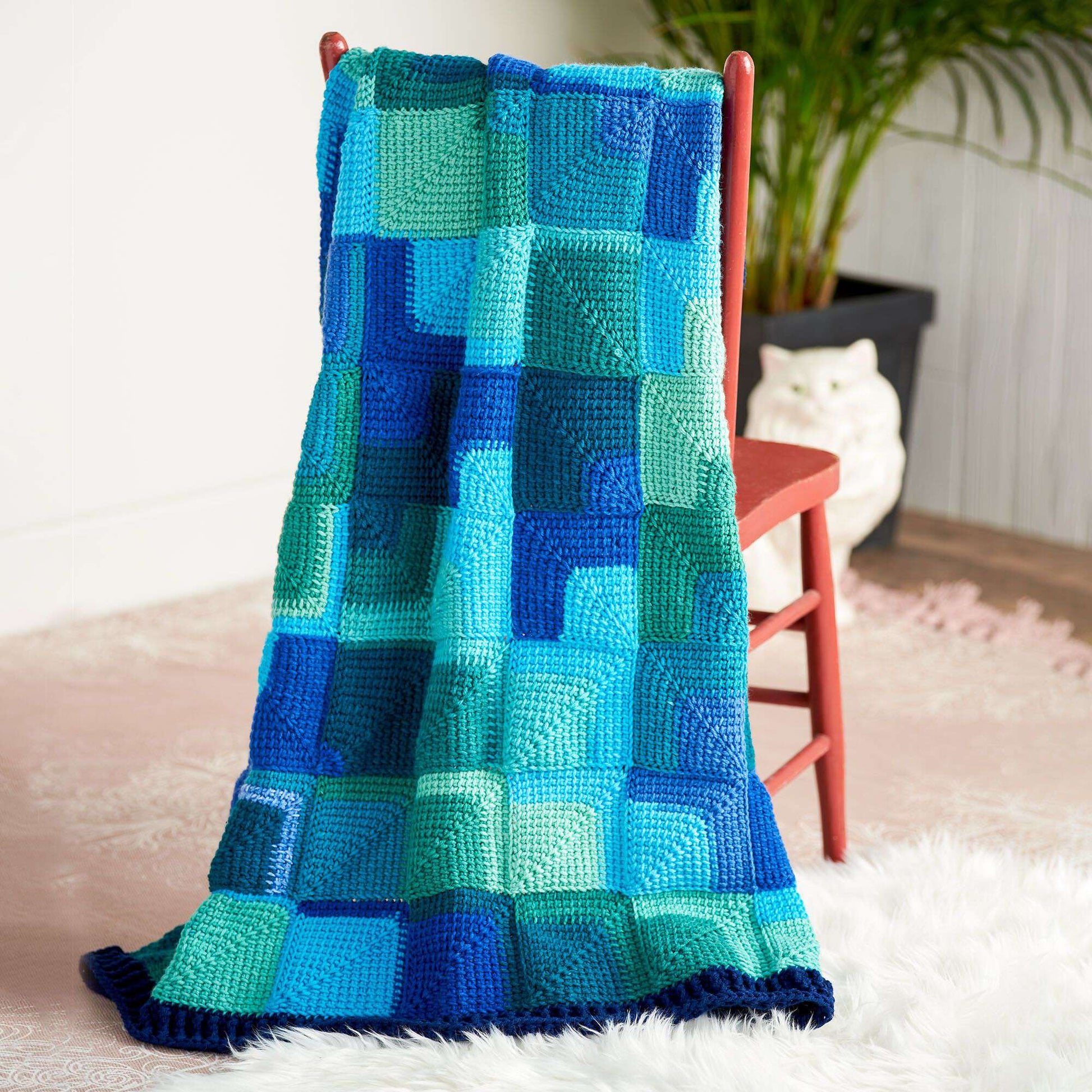 Free Red Heart Modern Squares Throw Pattern