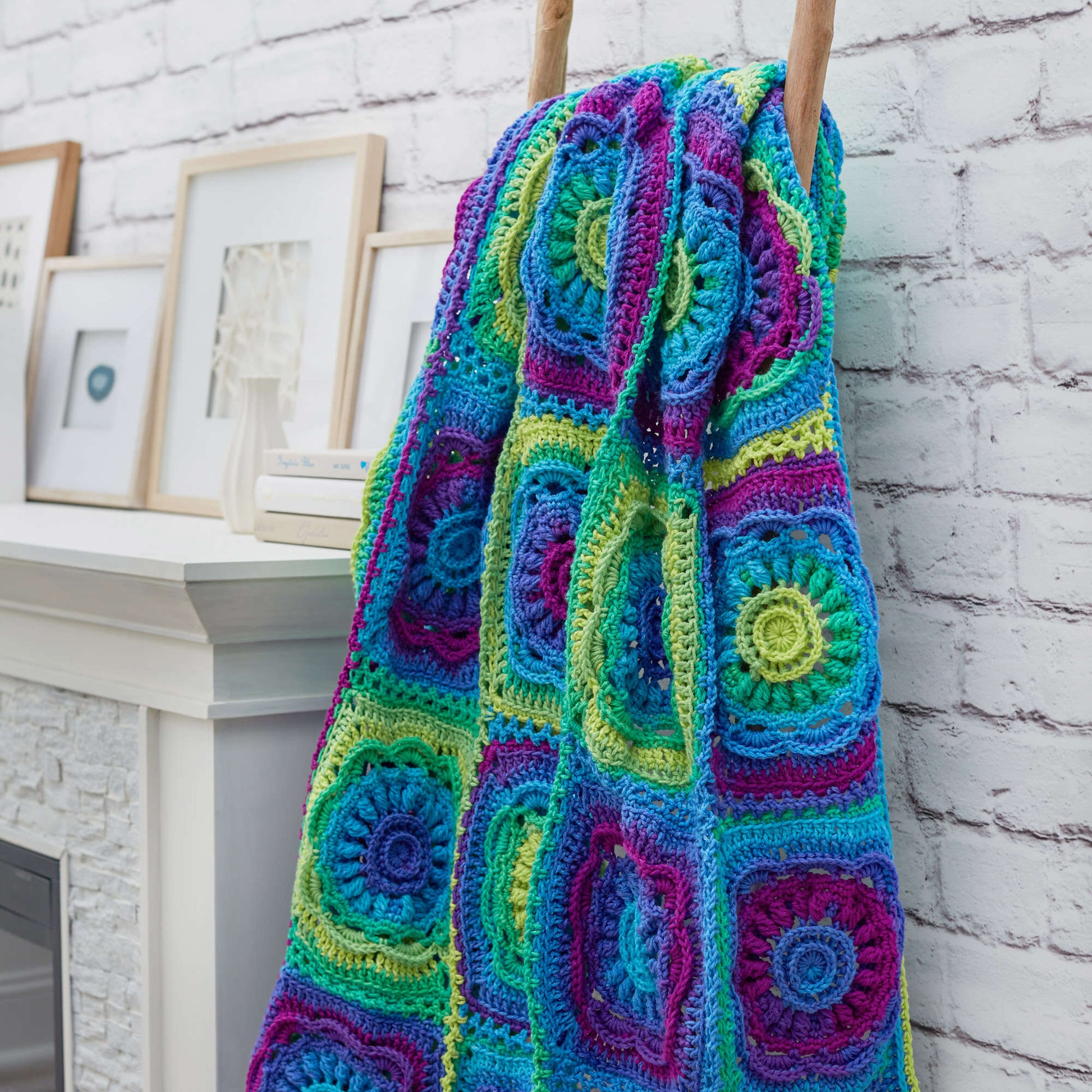 Free Red Heart Floral Beauty Throw Crochet Pattern