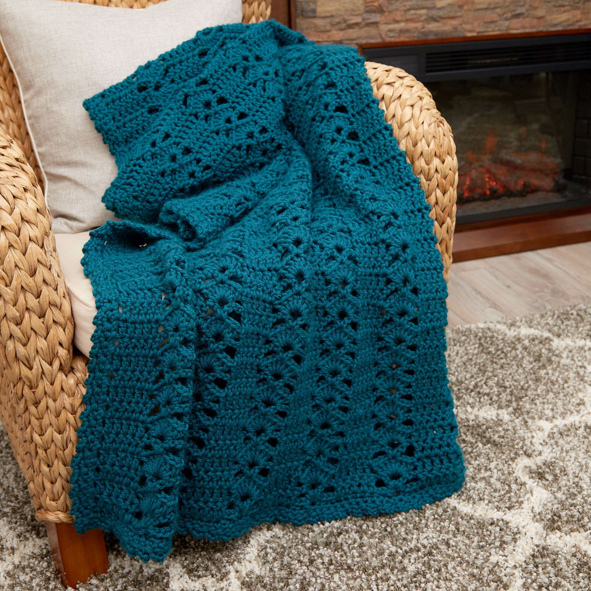 Free Red Heart Charming Crochet Throw Pattern