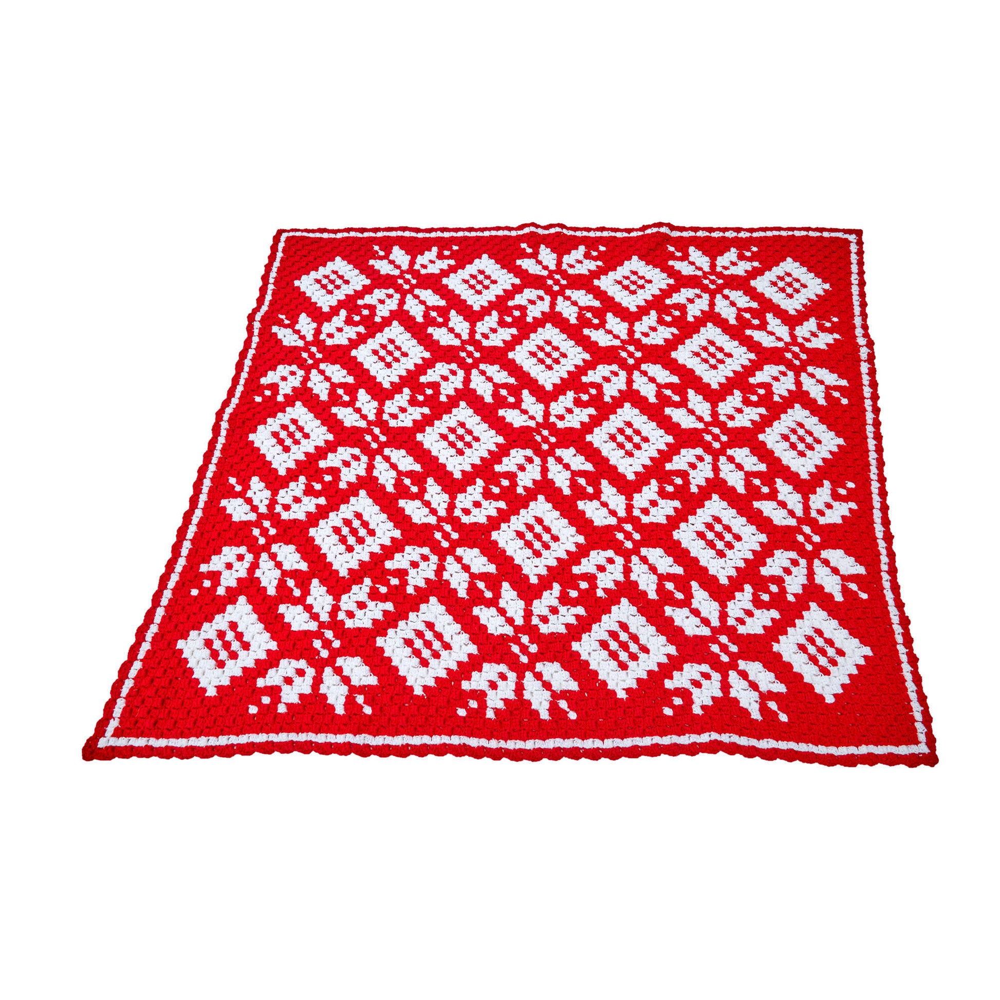 Free Red Heart Corner-to-Corner Snowflake Crochet Blanket Pattern