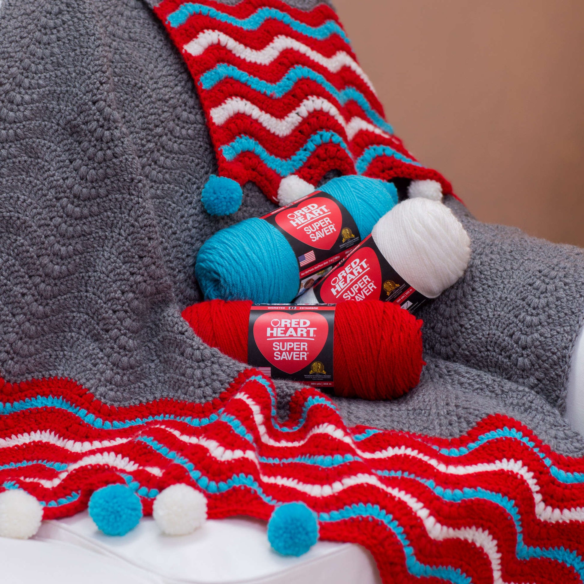Free Red Heart Dashing Holiday Throw Crochet Pattern