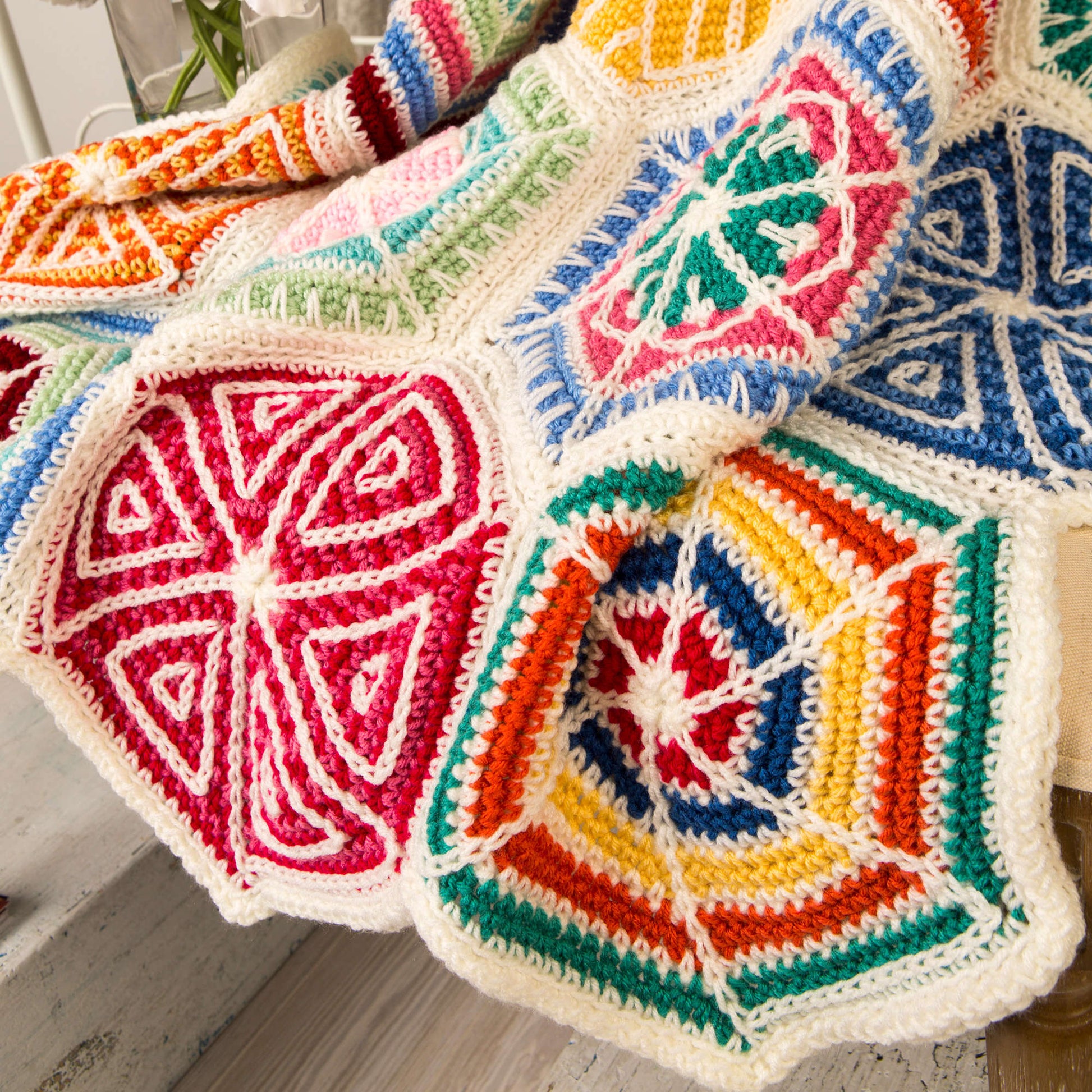 Free Red Heart Mandala Sampler Throw Crochet Pattern
