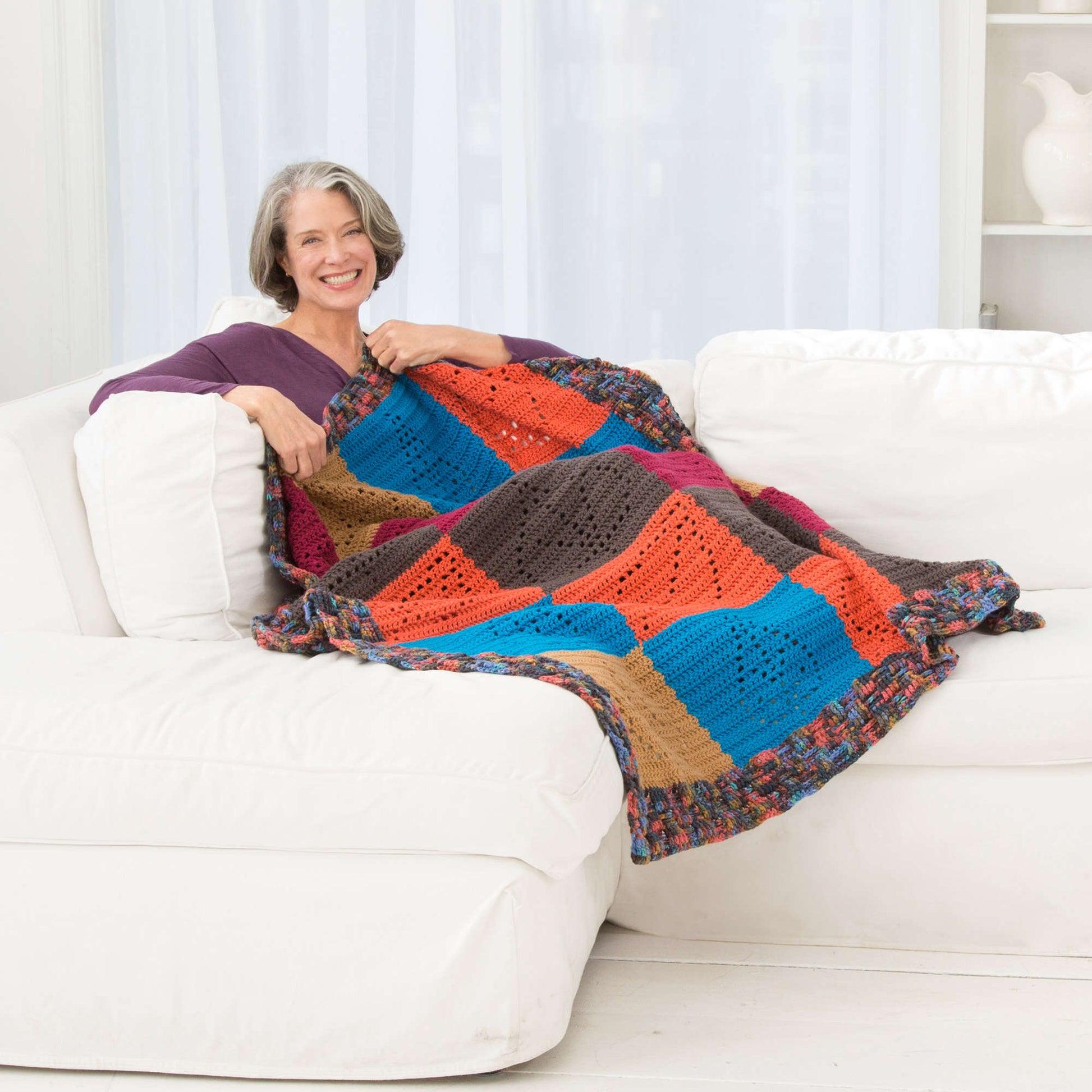 Free Red Heart Caring Comfort Crochet Throw Pattern