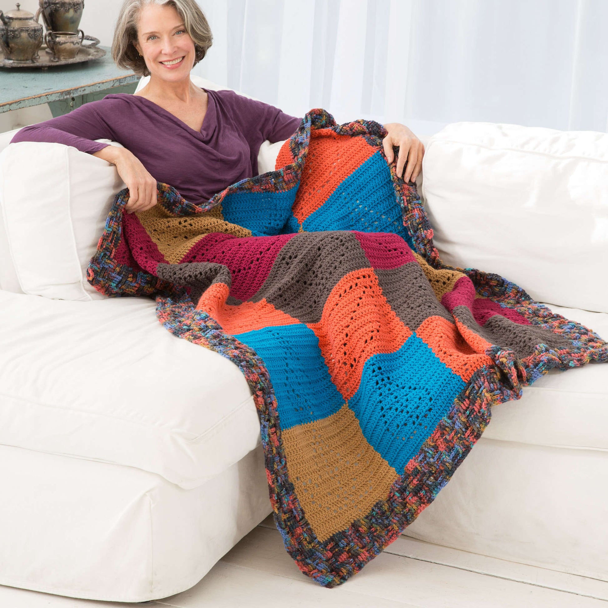 Free Red Heart Caring Comfort Crochet Throw Pattern