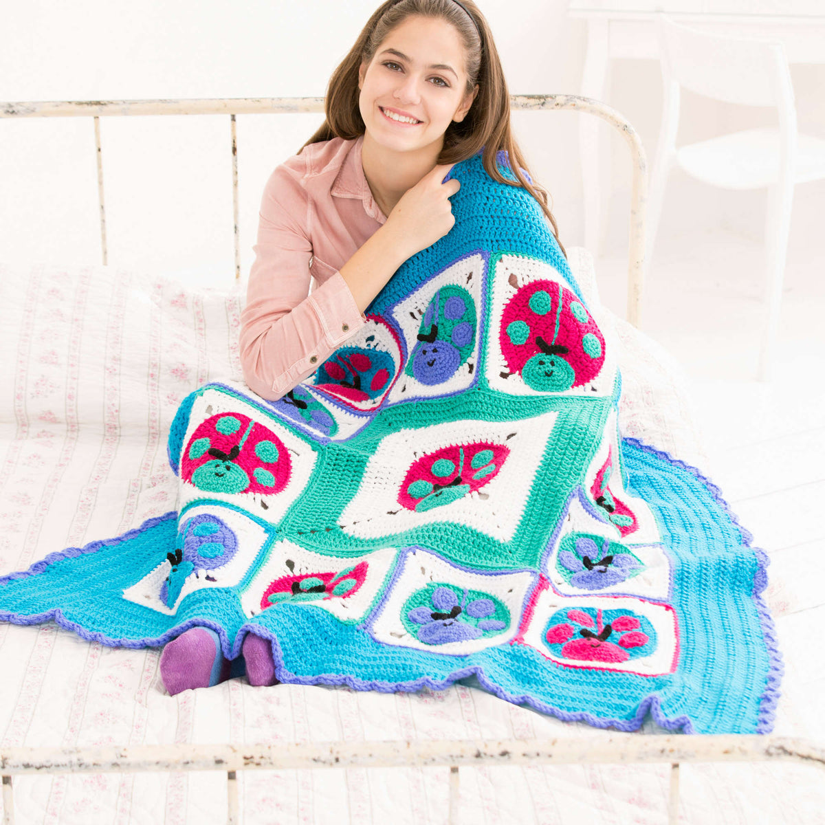 Crochet Throw made in Red Heart With Love Yarn