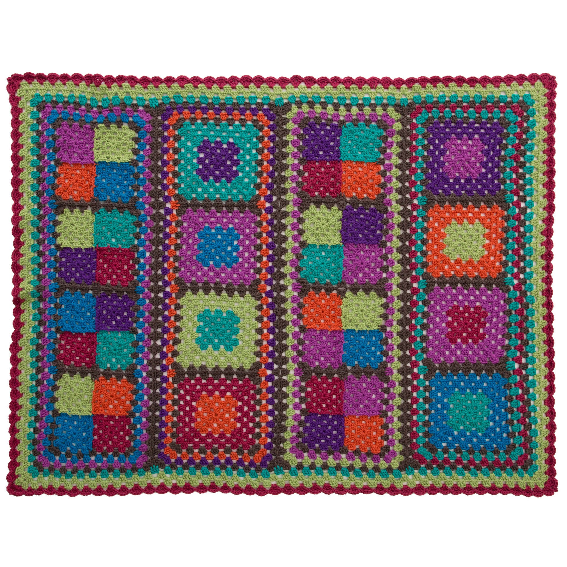 Free Red Heart Granny Re-mix Throw Crochet Pattern