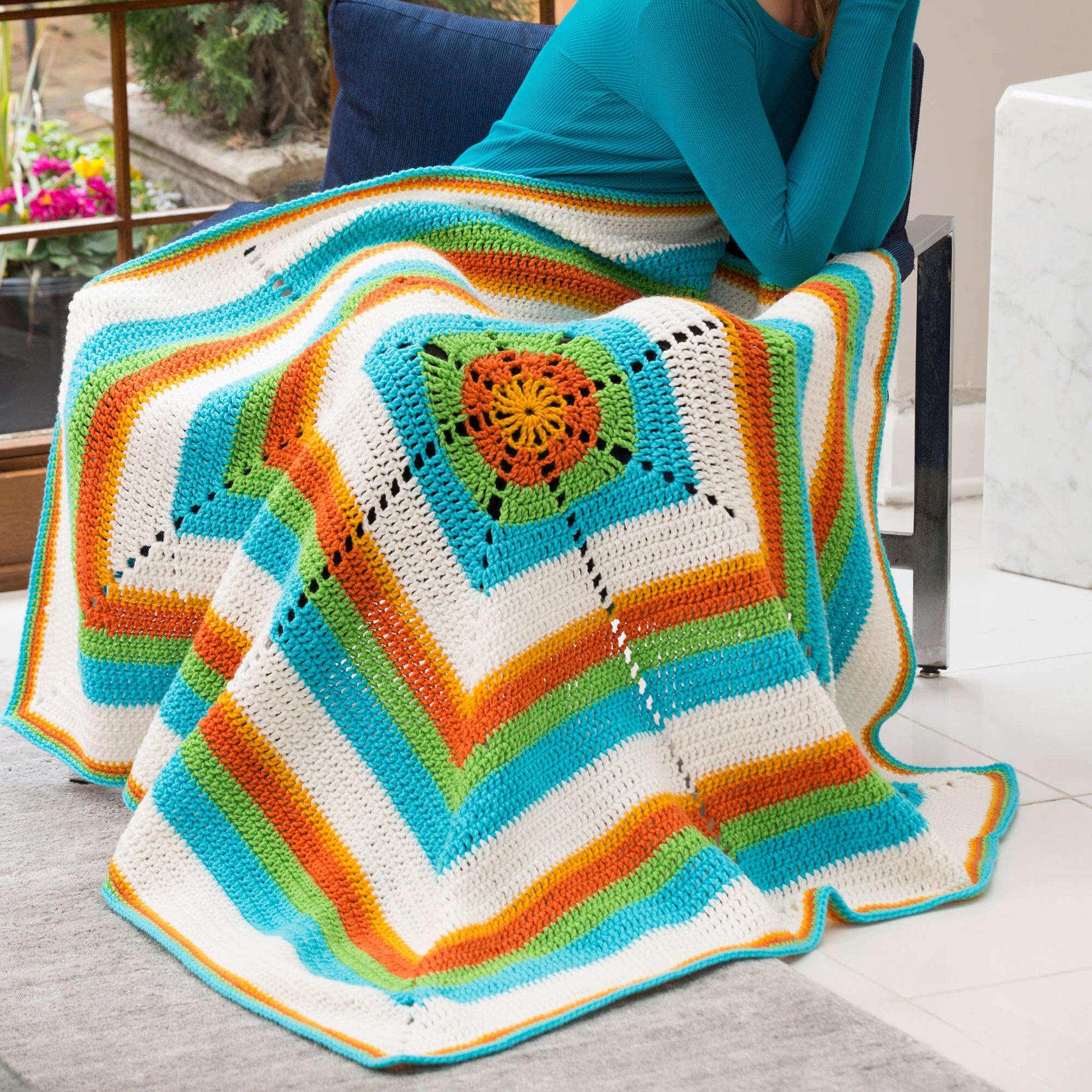 Free Red Heart Bright & Breezy Throw Pattern
