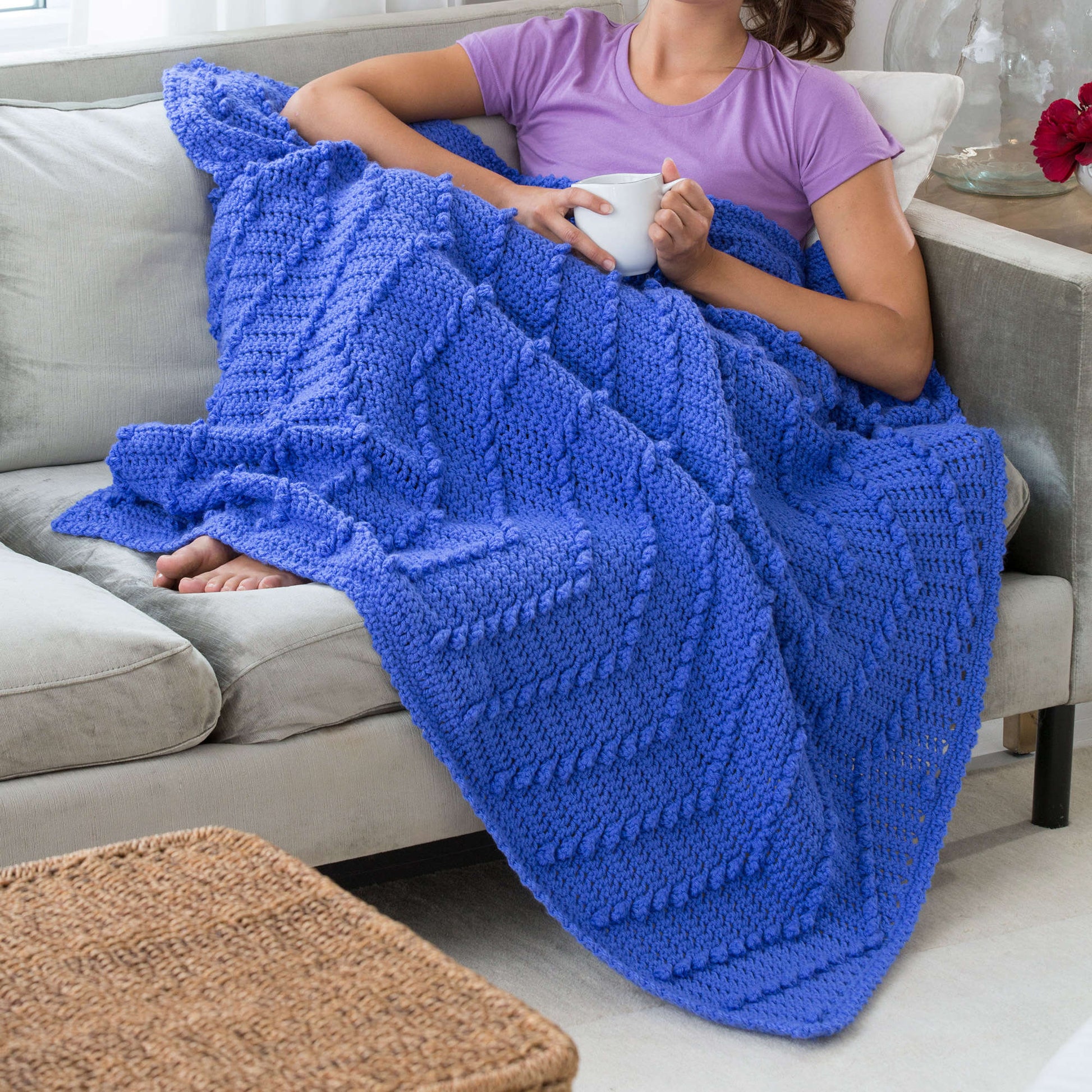 Free Red Heart Lazy Waves Throw Pattern