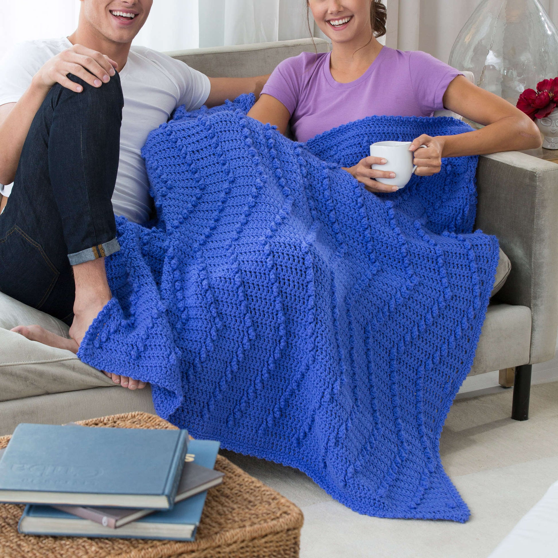 Free Red Heart Lazy Waves Throw Pattern