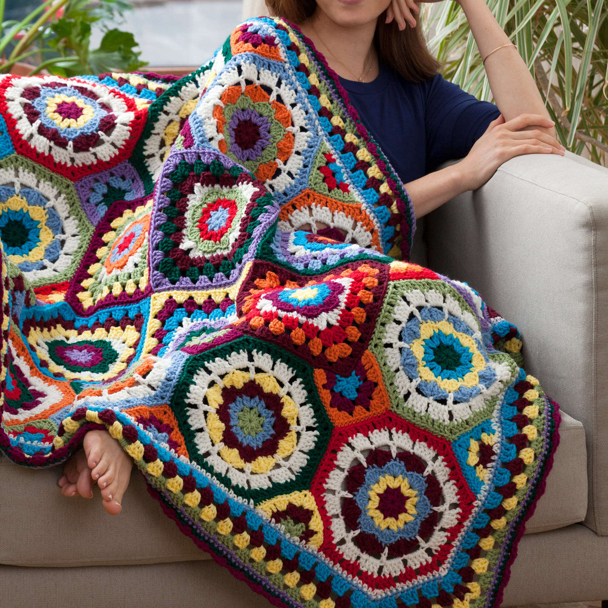 Crochet Throw made in Red Heart With Love Yarn