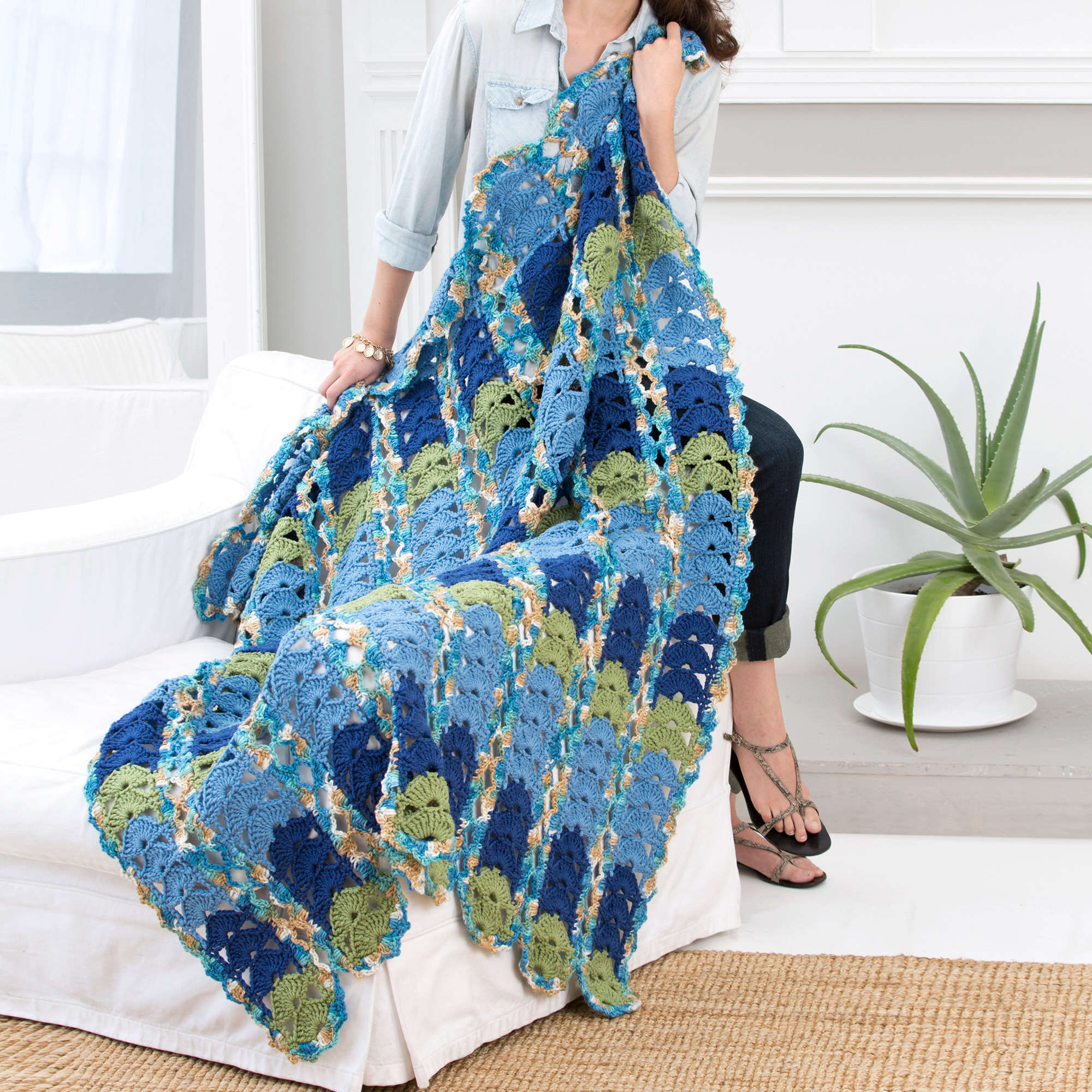 Free Red Heart By the Sea Throw Crochet Pattern | Yarnspirations