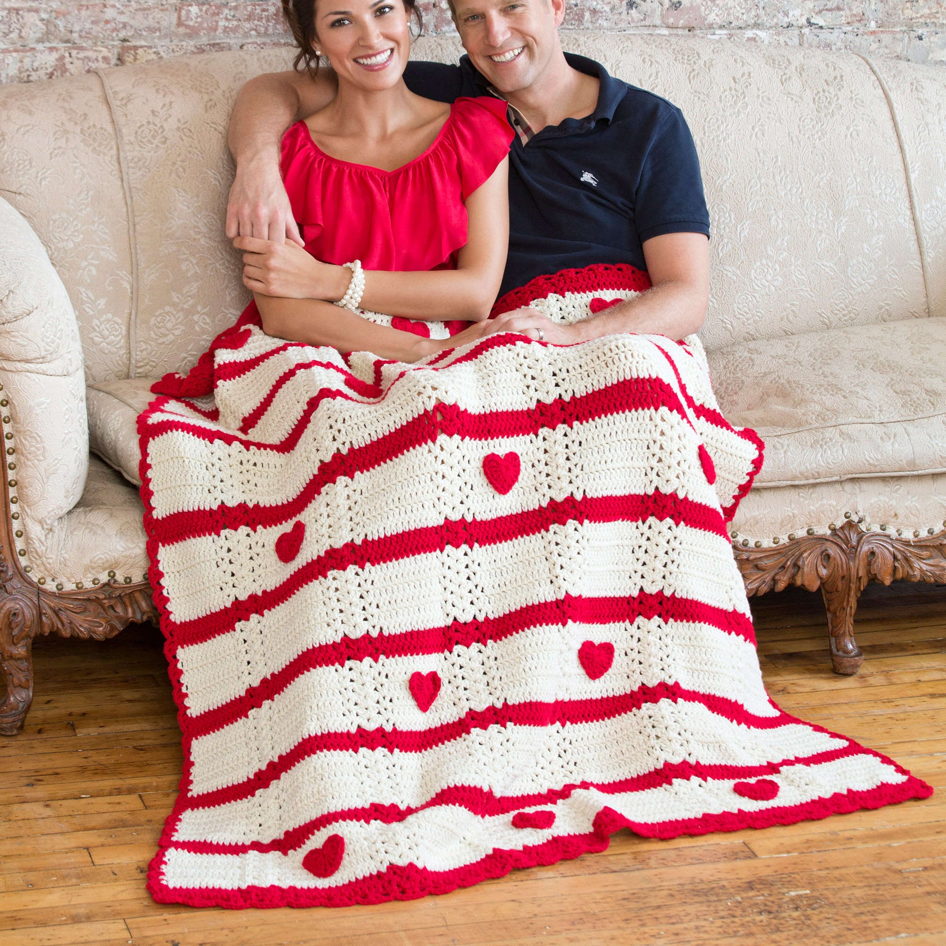 Free Red Heart Be My Valentine Throw Pattern