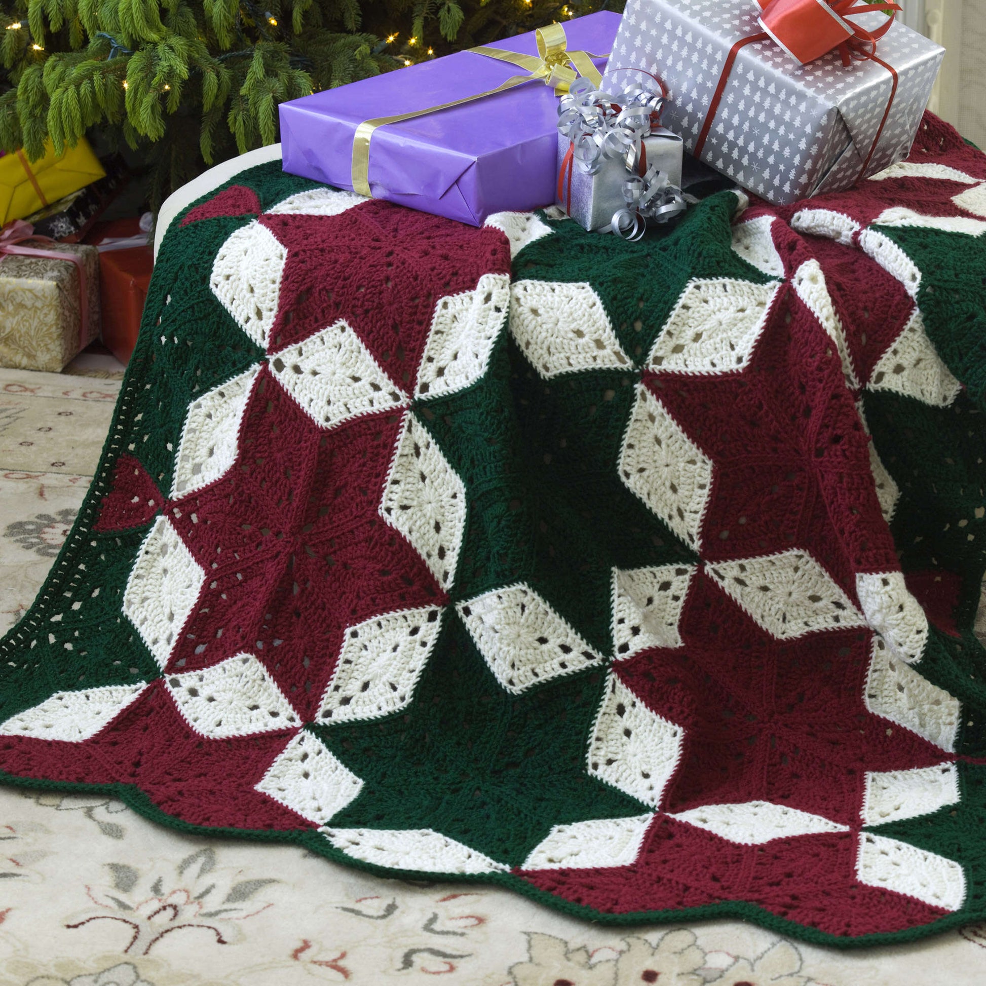 Free Red Heart Christmas Star Throw Crochet Pattern