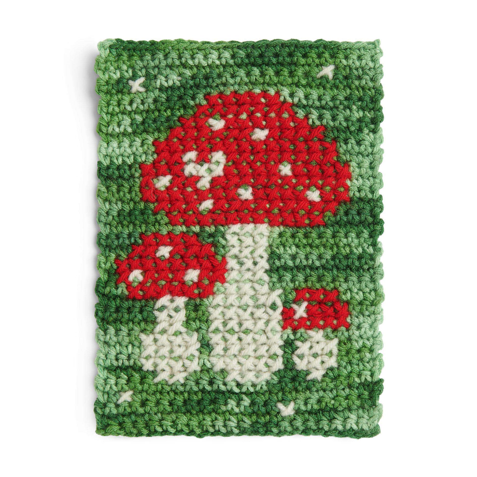 Free Red Heart Crochet Mushroom Cross Stitch Block Pattern