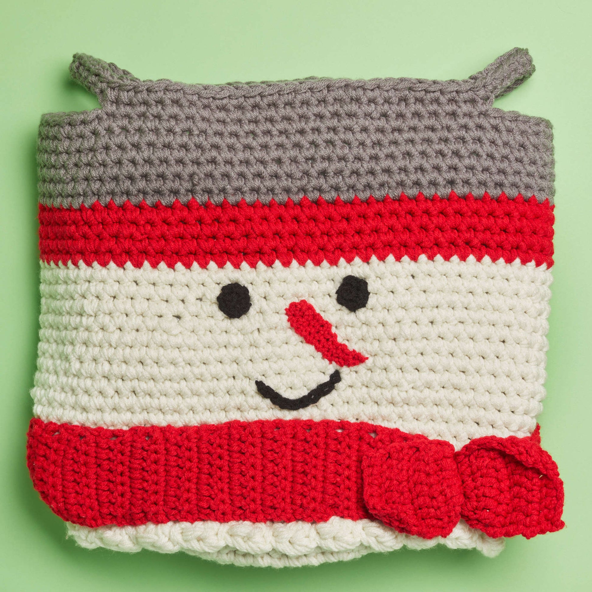 Free Red Heart Crochet Snowman Basket Pattern