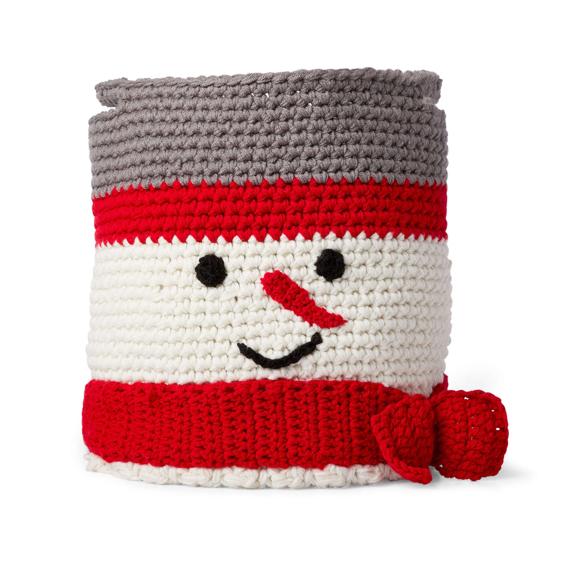 Free Red Heart Crochet Snowman Basket Pattern