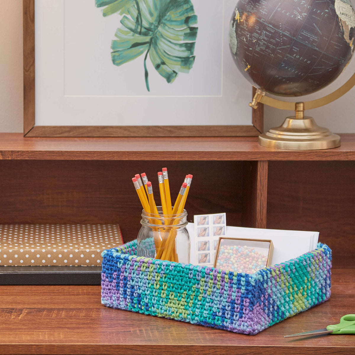 Crochet Storage Box made in Red Heart Super Saver Yarn