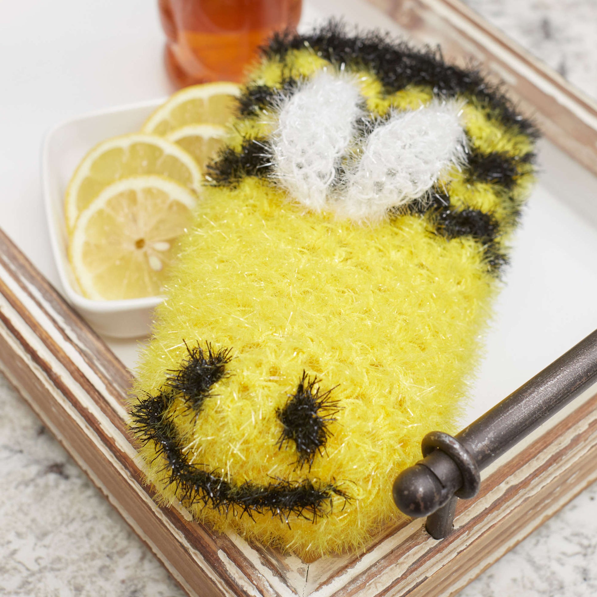 Free Red Heart Bee Sparky Clean Scrubby Crochet Pattern