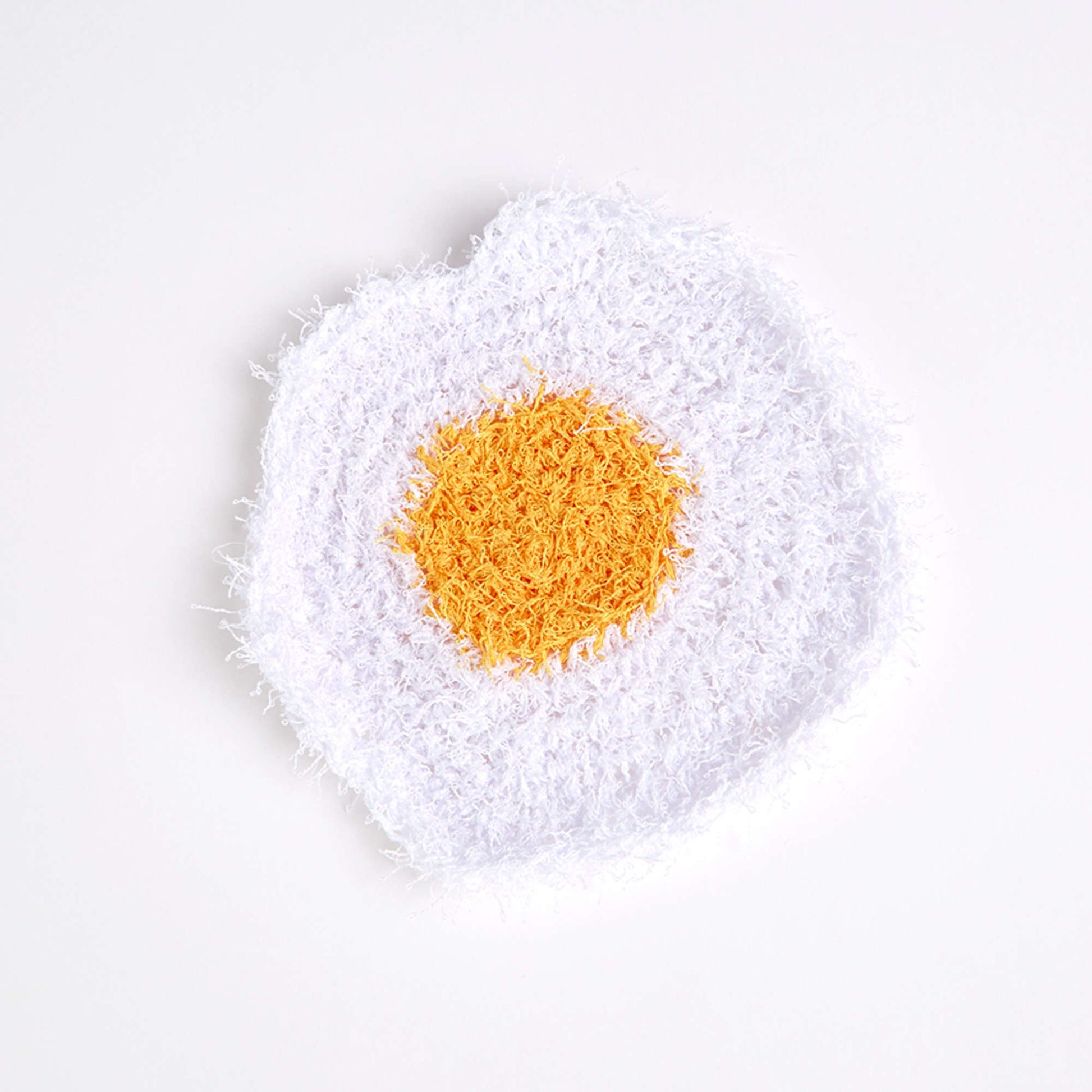Free Red Heart Crochet Fried Egg Scrubby Pattern