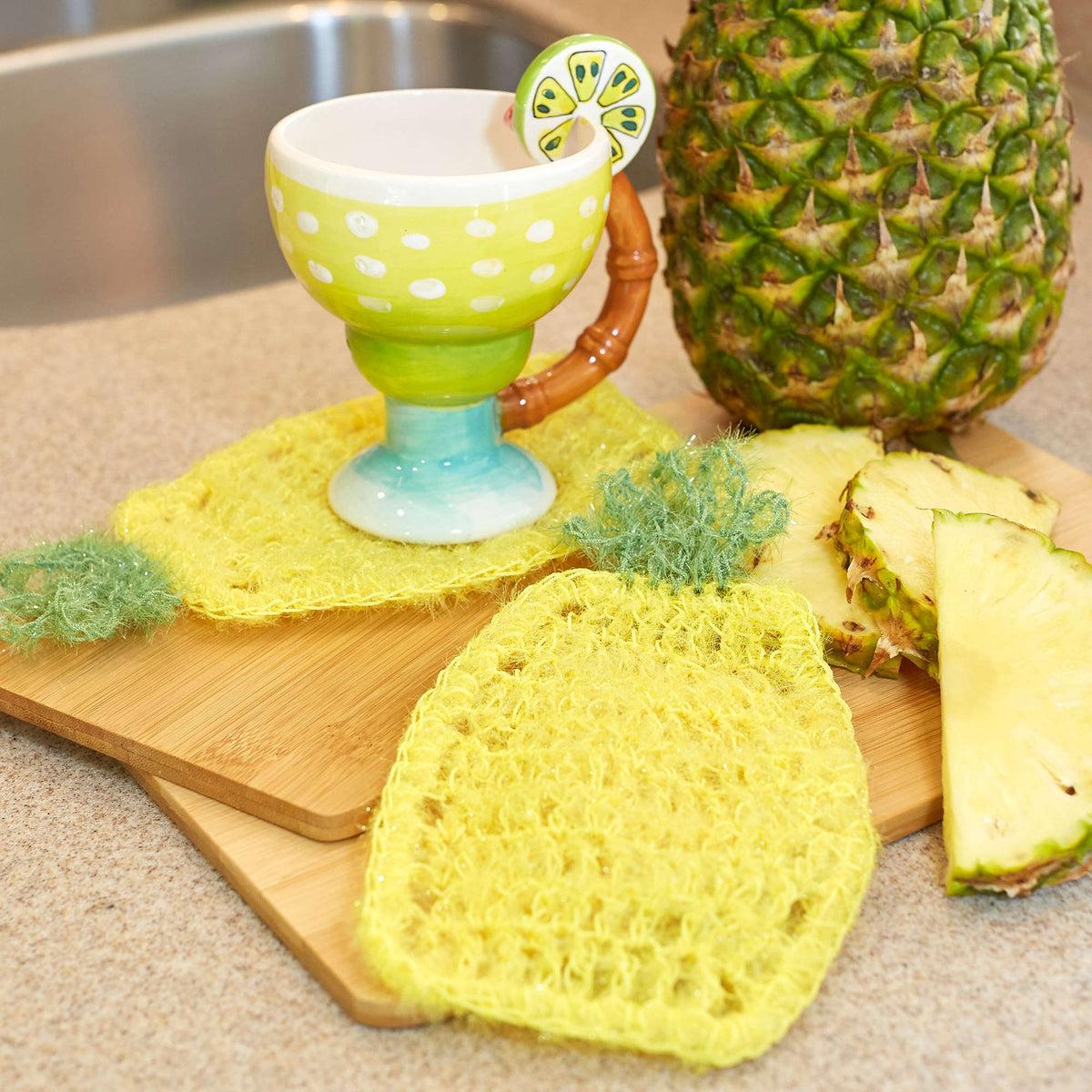 Crochet Dishcloth made in Red Heart Scrubby Sparkle Yarn
