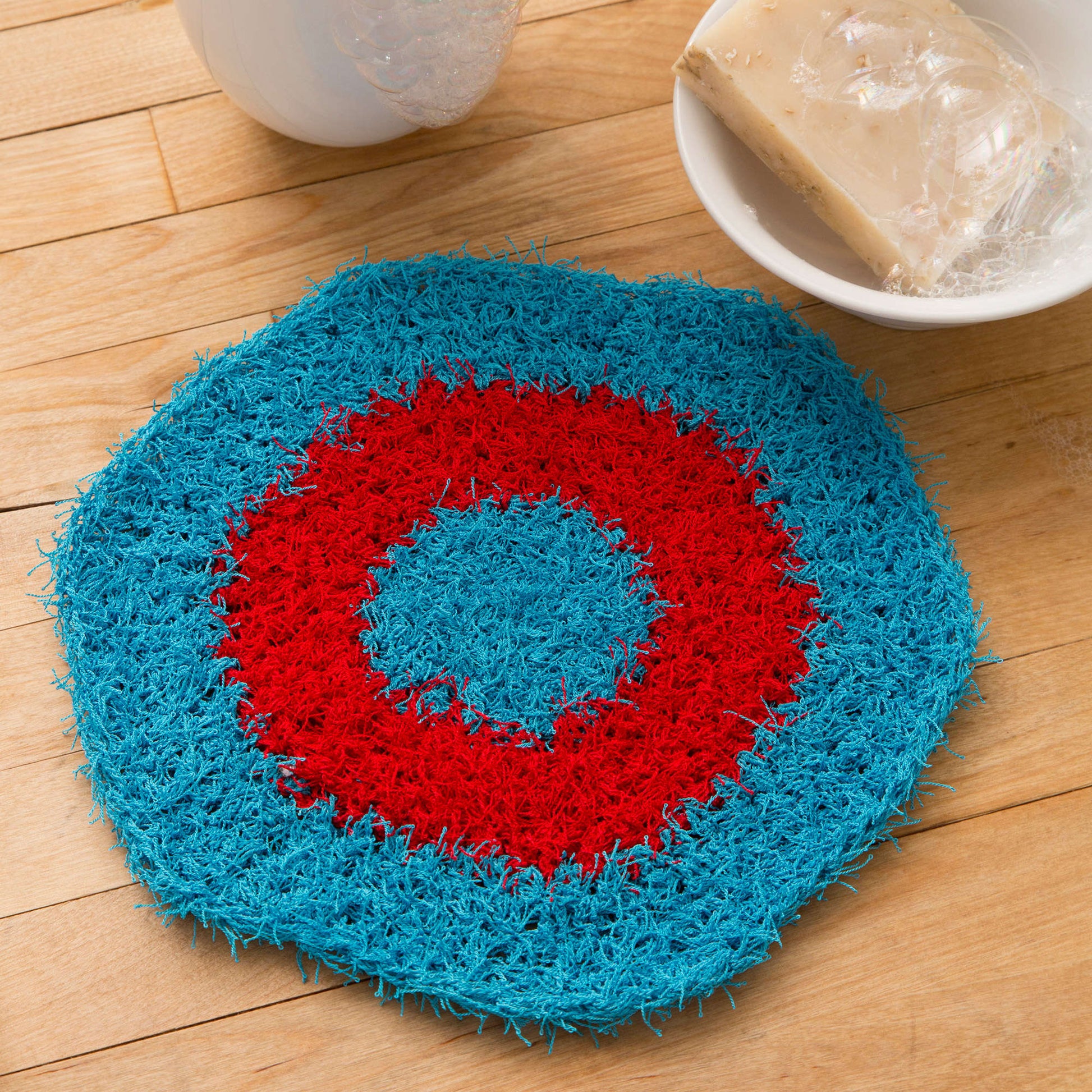 Free Red Heart Hexagon Crochet Dishcloth Pattern