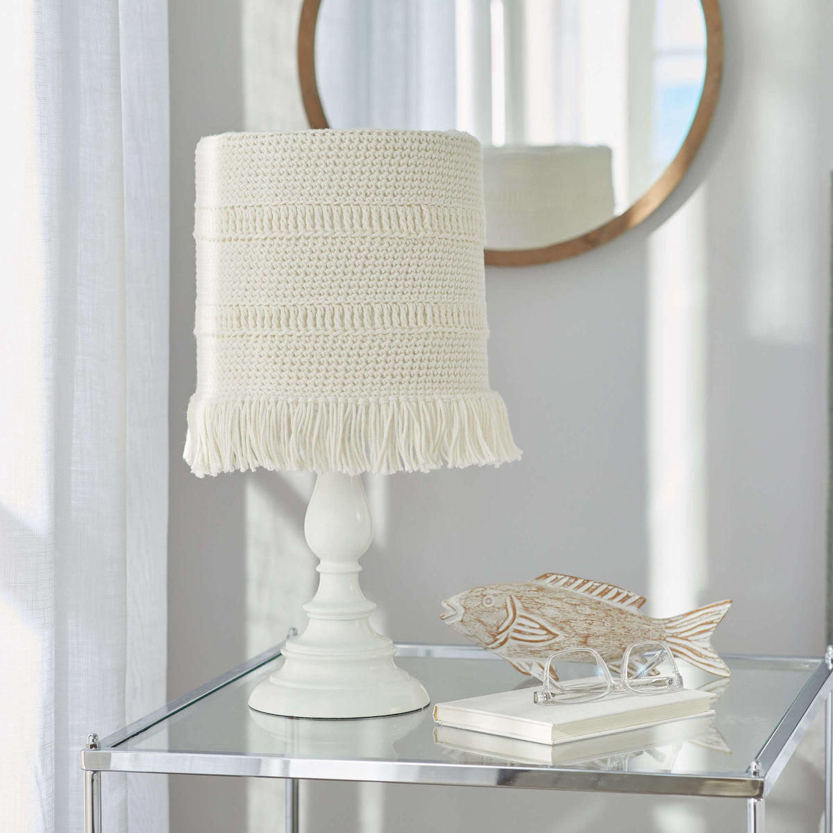 Crochet Lampshade Cover made in Red Heart Scrubby Smoothie Yarn