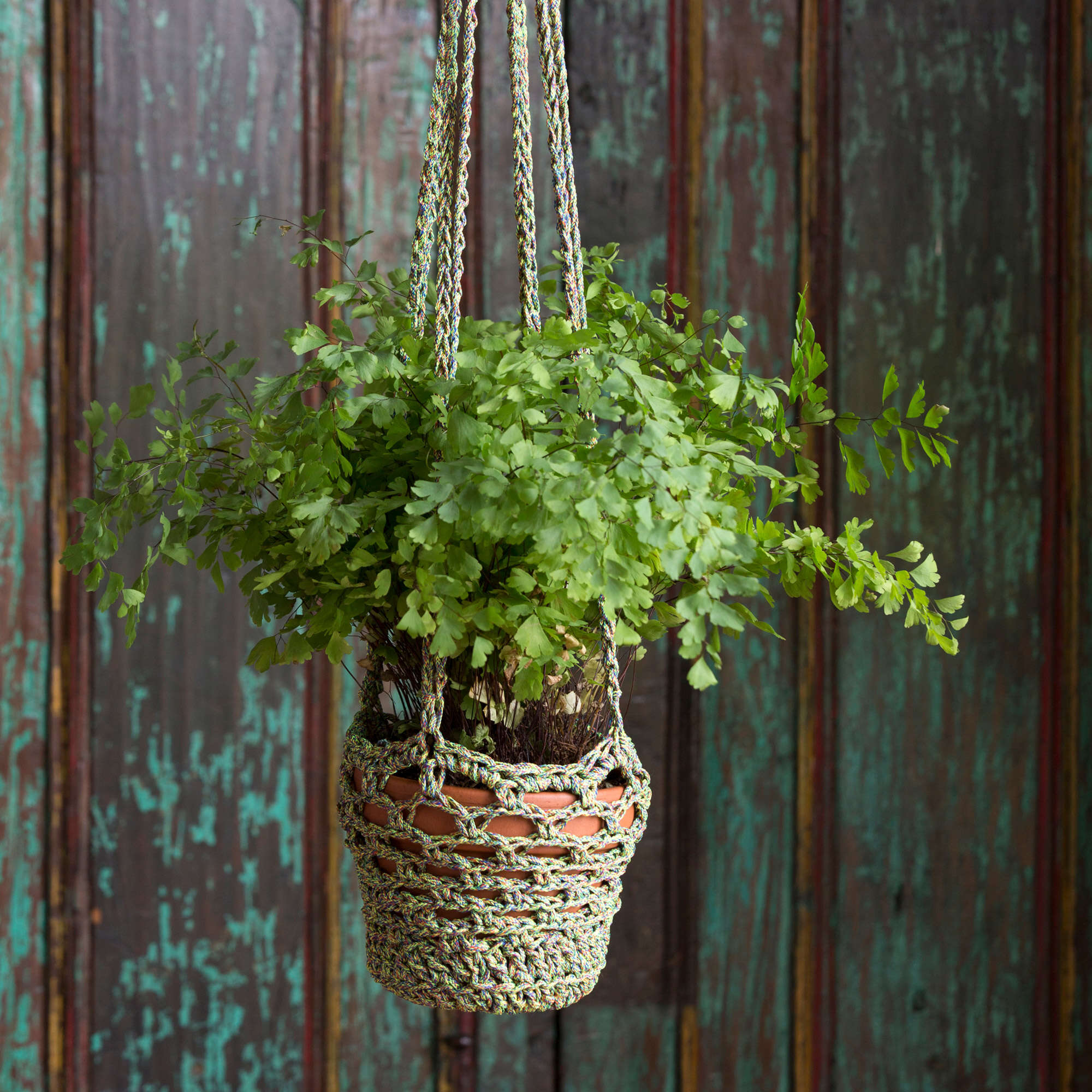 crochet pattern hanging plant holder Free Easy Red Heart Plant Hanger Crochet Pattern