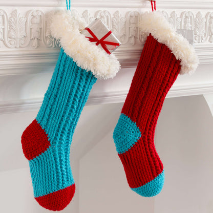 Red Heart Fur Top Holiday Stockings Crochet Red Heart Fur Top Holiday Stockings Pattern Tutorial Image