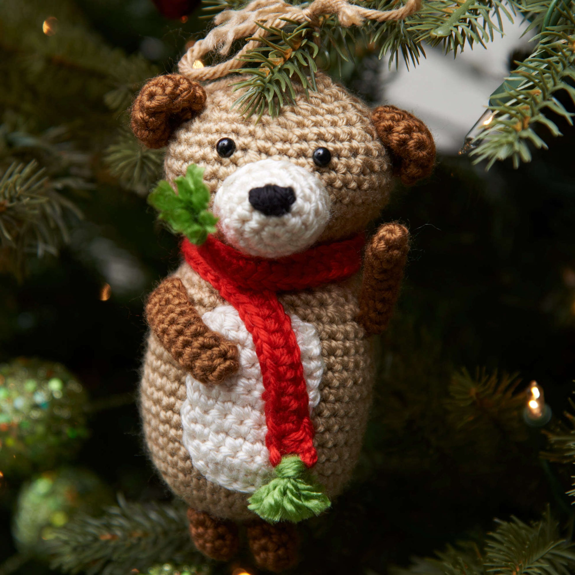 Free Red Heart Bear Ornament Crochet Pattern