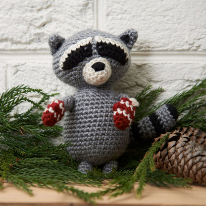 Red Heart Raccoon Ornament Crochet Single Size