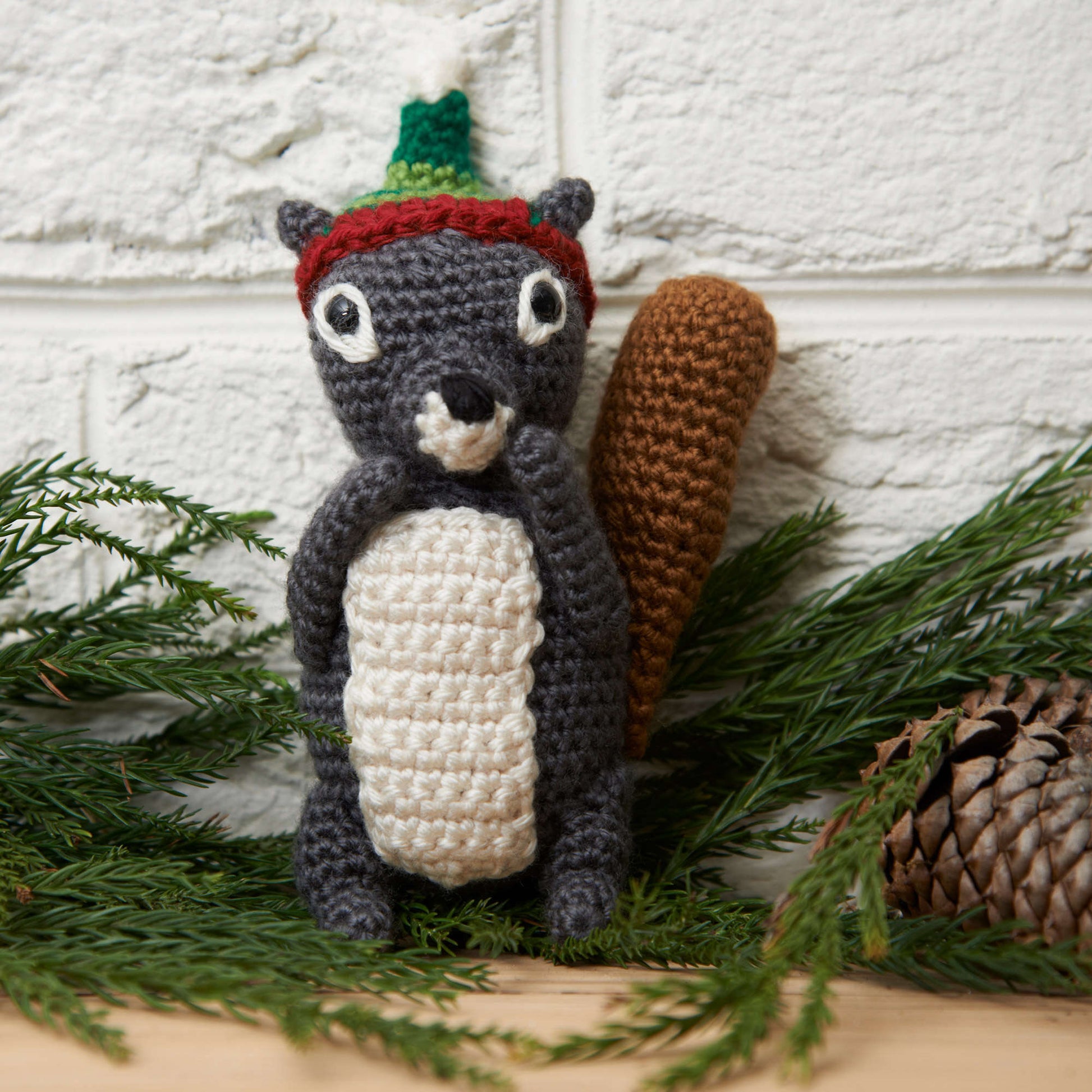 Free Red Heart Squirrel Ornament Crochet Pattern