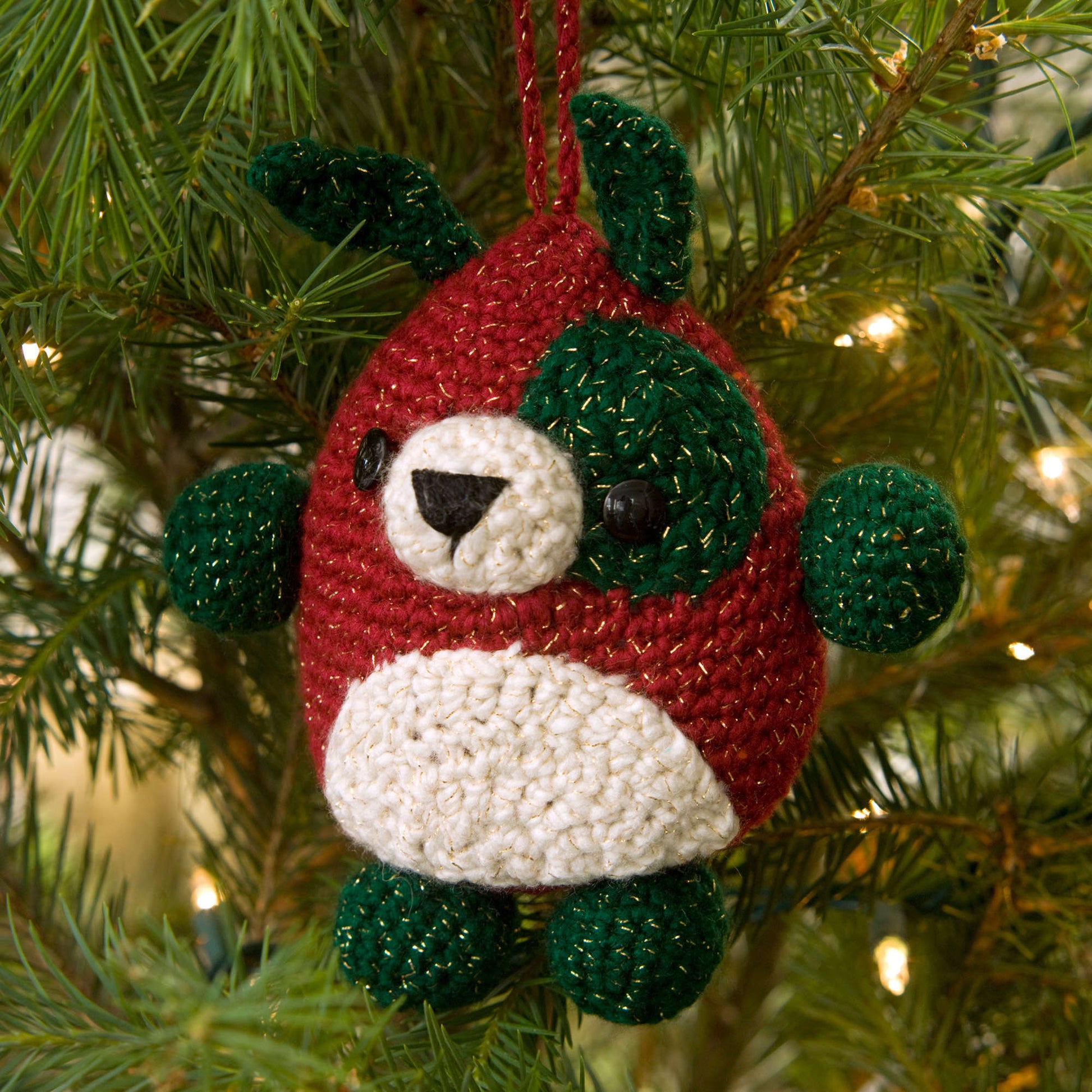 Free Red Heart Puppy Ornament Crochet Pattern