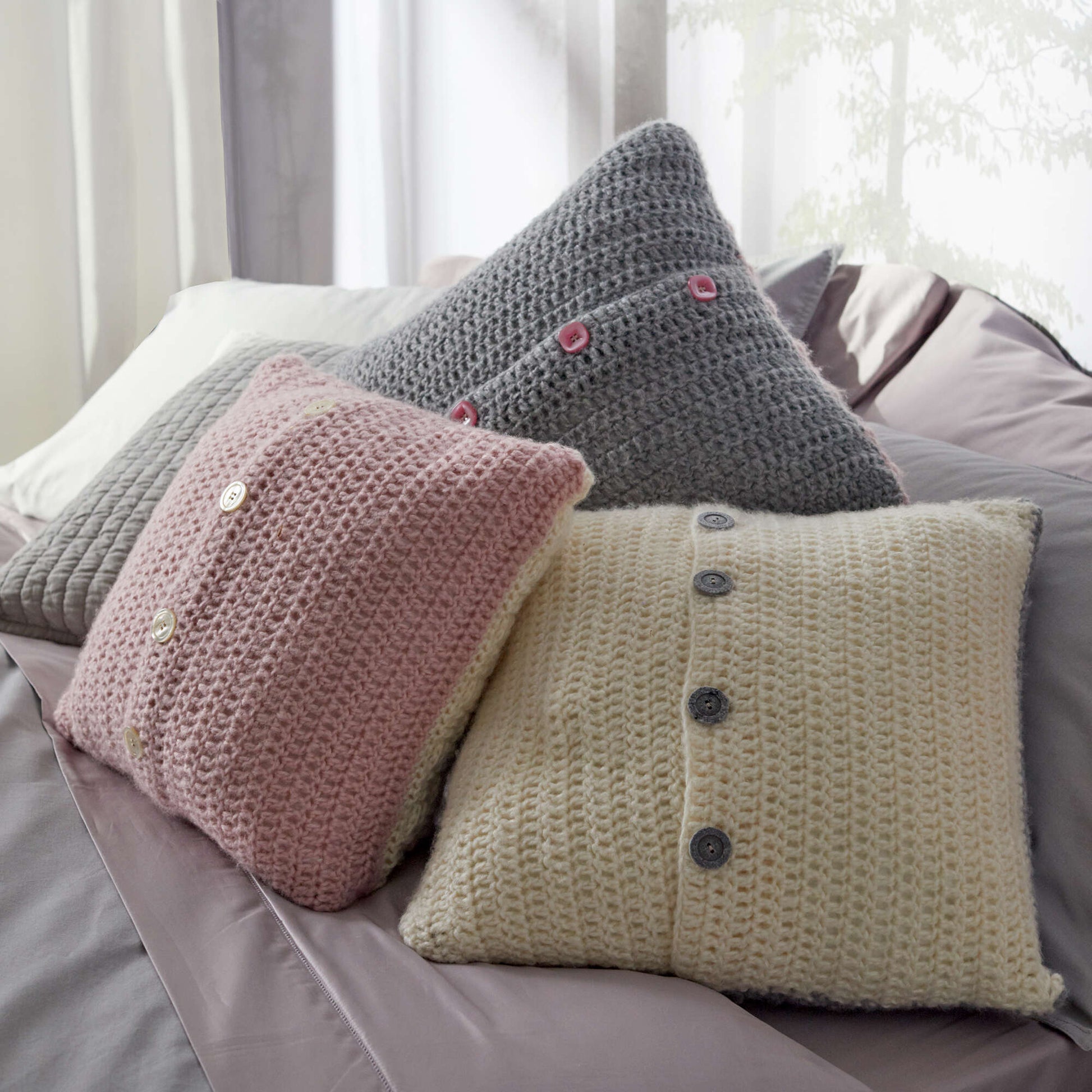 Free Red Heart Luxe Pillow Trio Crochet Pattern