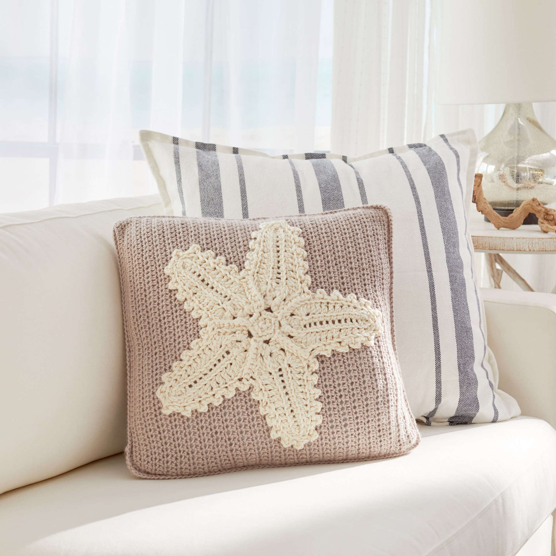Free Red Heart Crochet Starfish Pillow Pattern