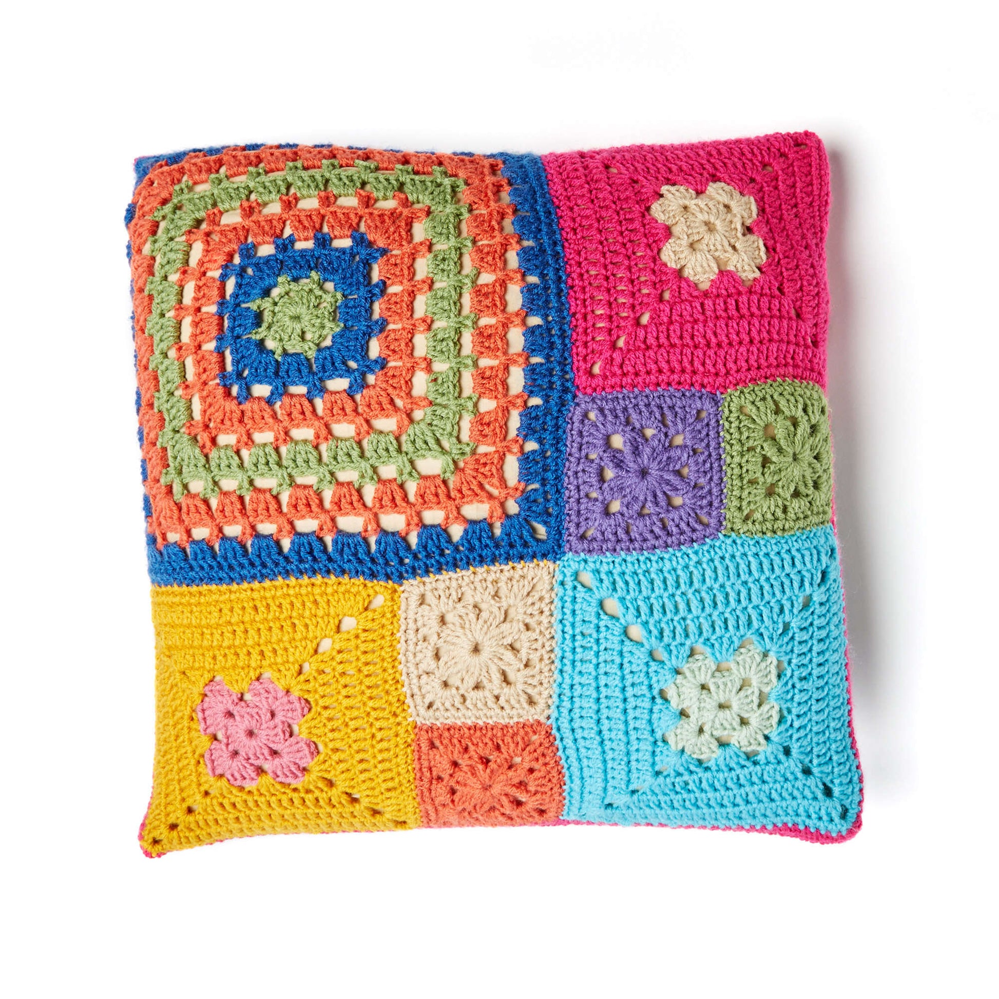 Free Red Heart Crochet Patched Persuasion Pillows Pattern