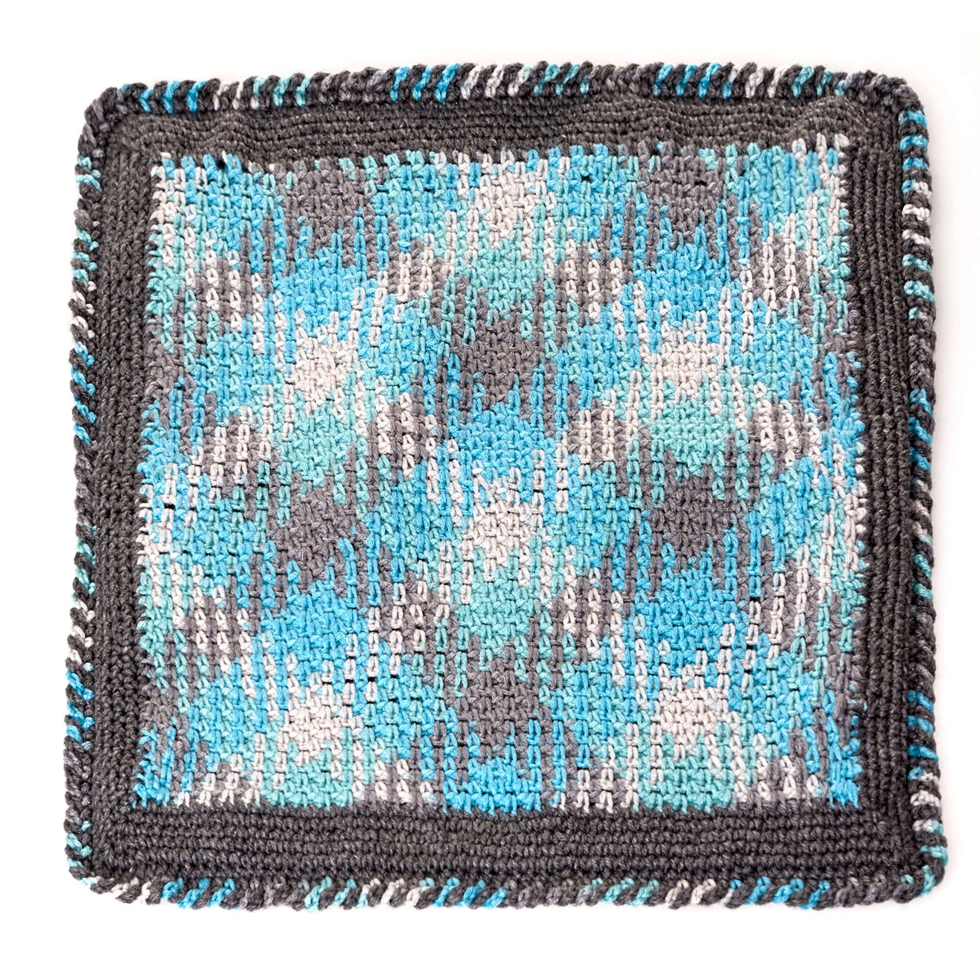 Free Red Heart Crochet Planned Pooling Argyle Pillow Pattern