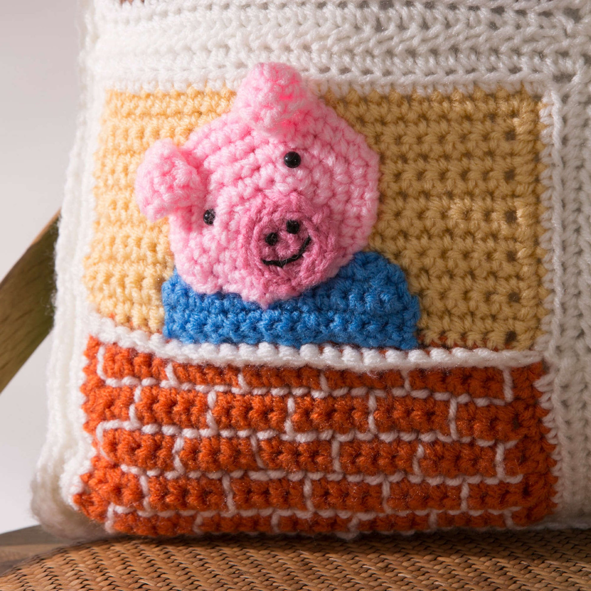 Free Red Heart Three Little Pigs Pillow Crochet Pattern