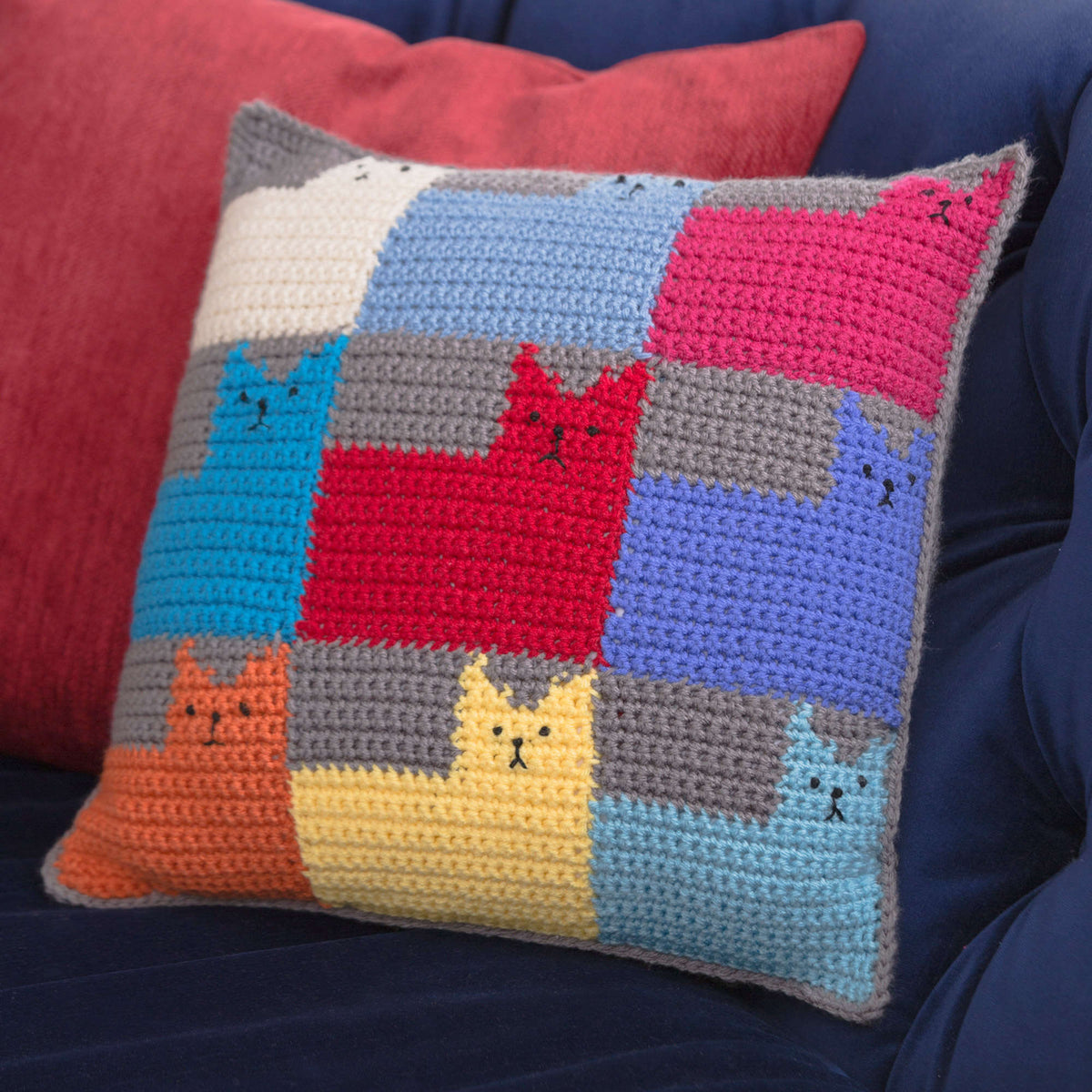 Crochet Pillow made in Red Heart With Love Yarn