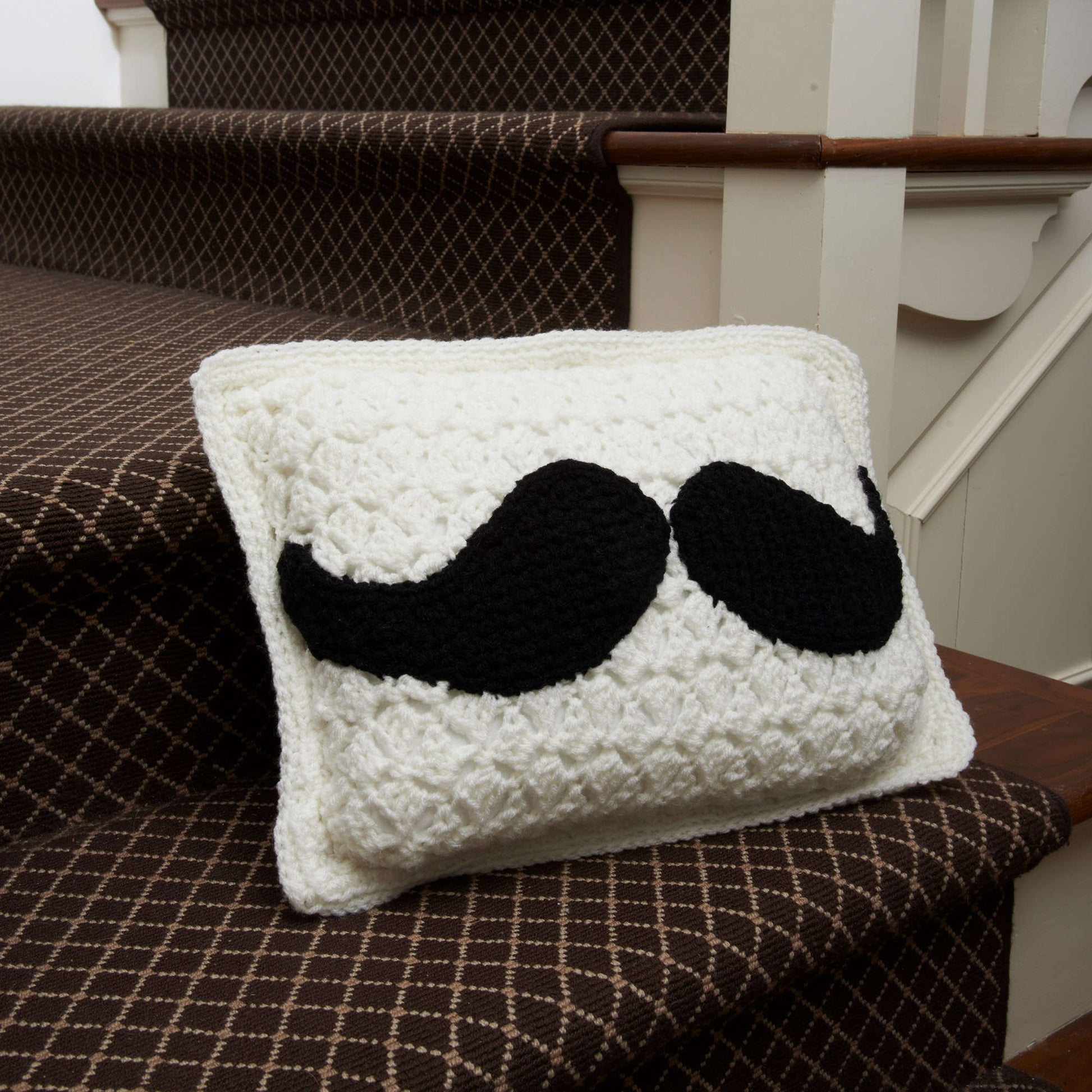 Free Red Heart Mustache Pillow Crochet Pattern