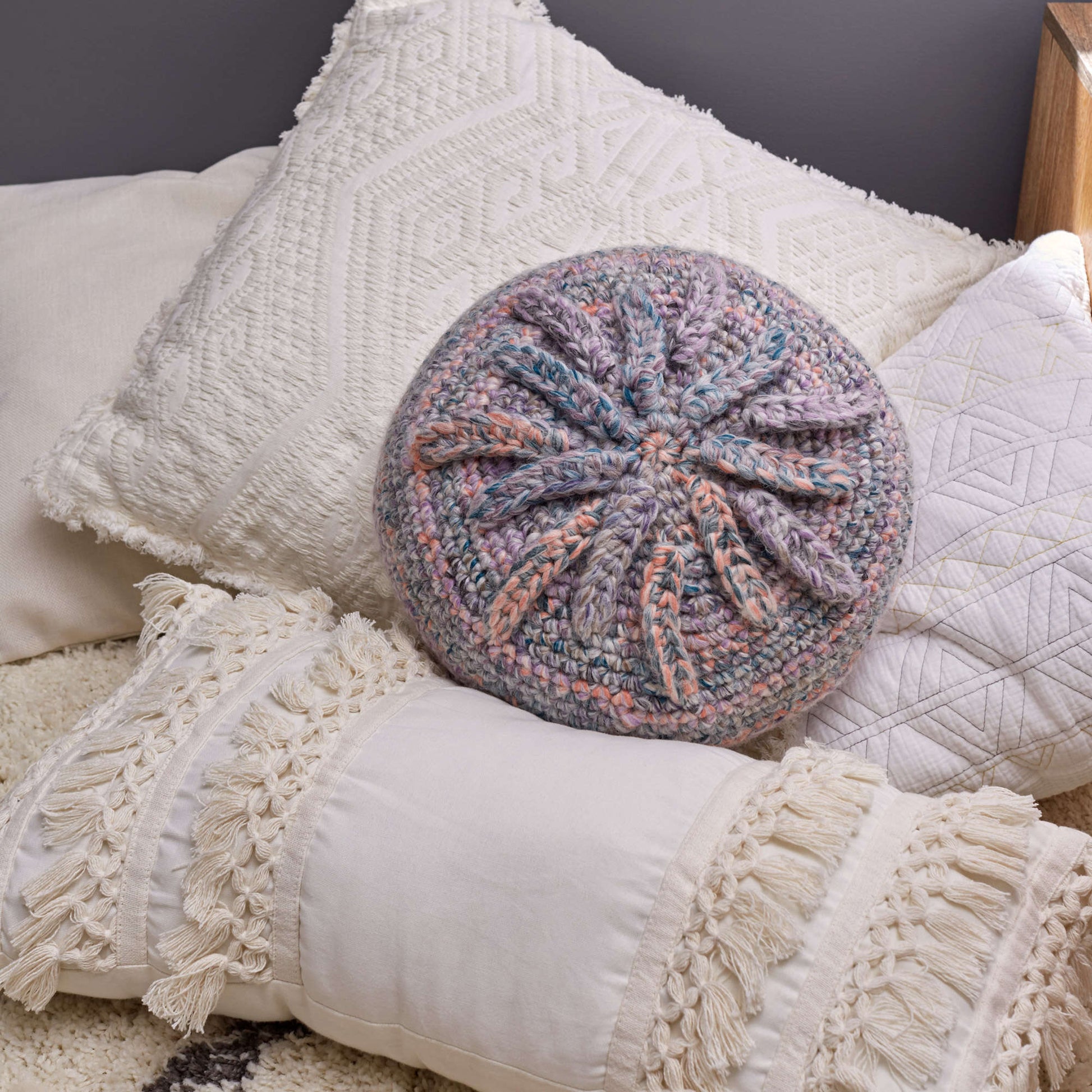 Free Red Heart Starburst Pillow Crochet Pattern