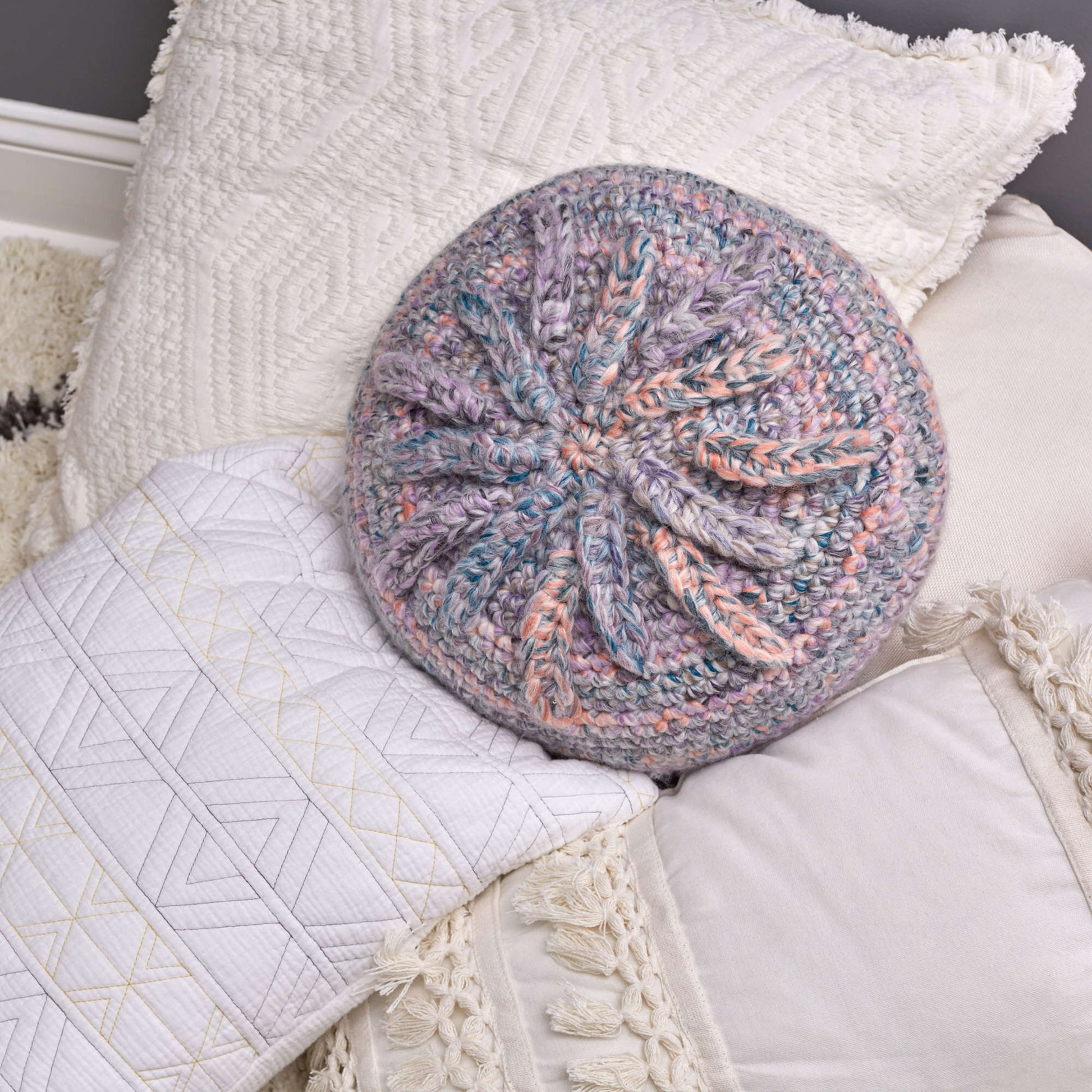 Free Red Heart Starburst Pillow Crochet Pattern