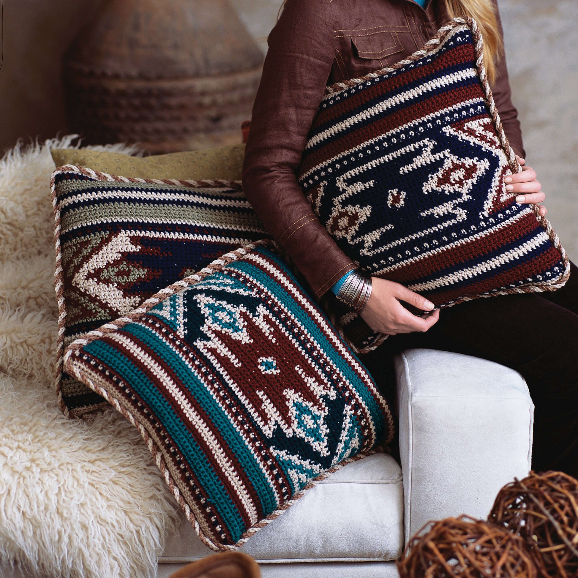 Free Red Heart Desert Pillows Crochet Pattern