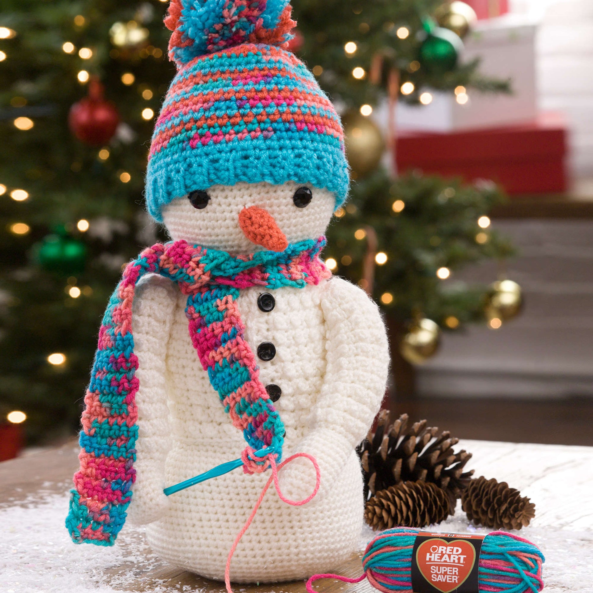 Free Red Heart Crocheting Snowman Pattern