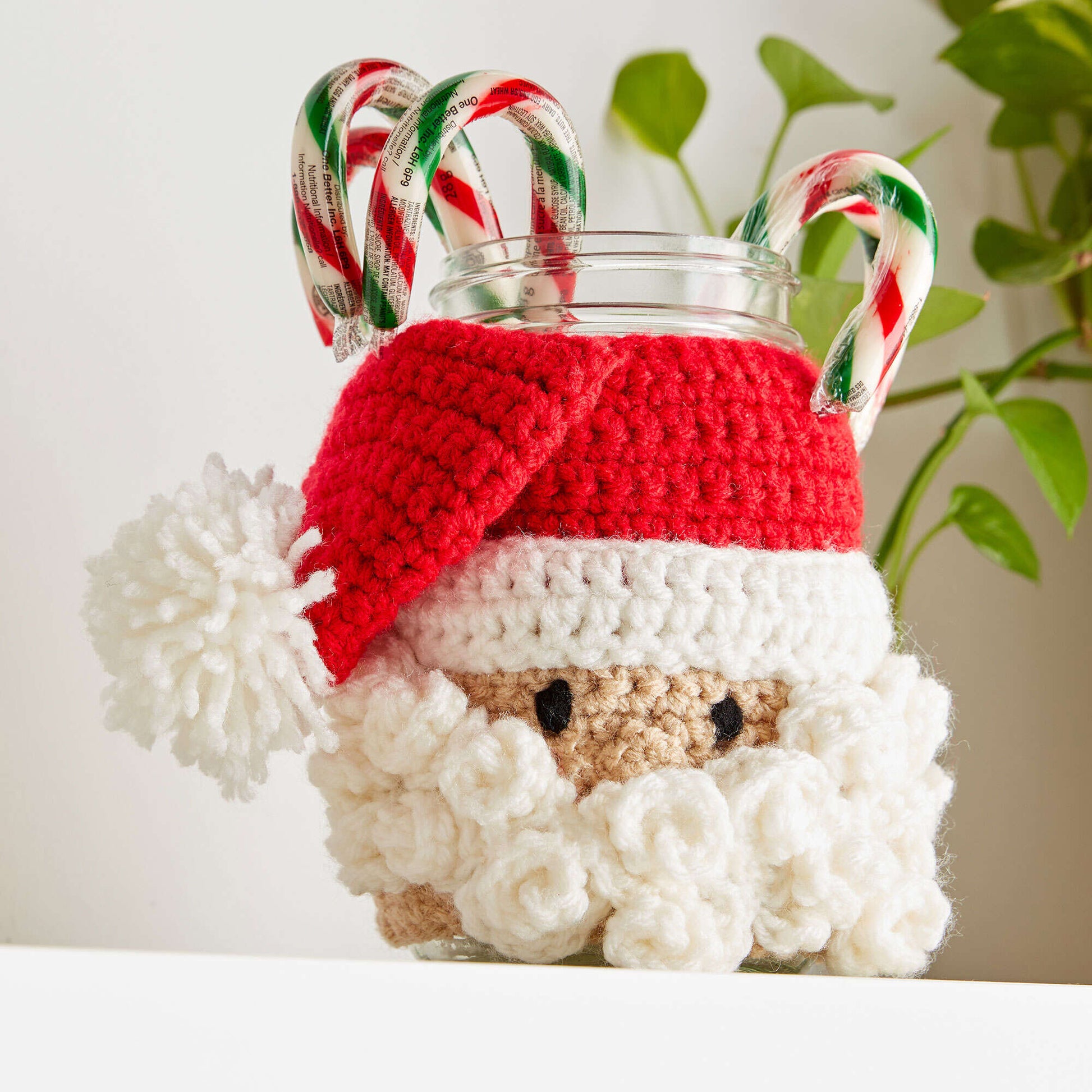 Free Red Heart Santa Candy Jar Crochet Pattern