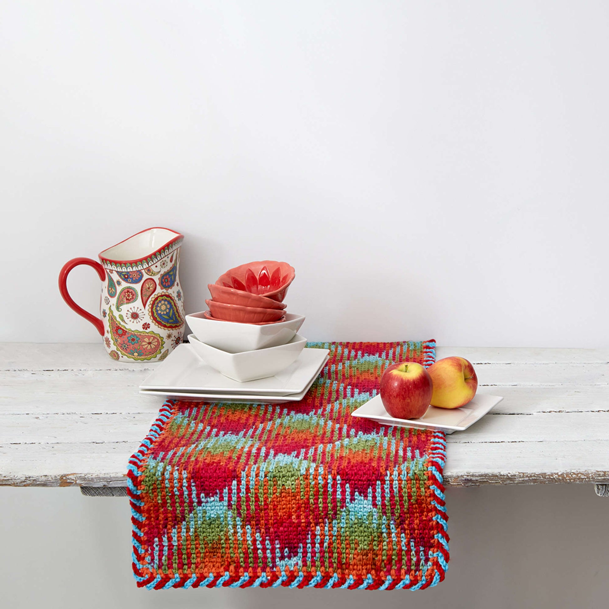 Free Red Heart Planned Pooling Argyle Table Runner Pattern