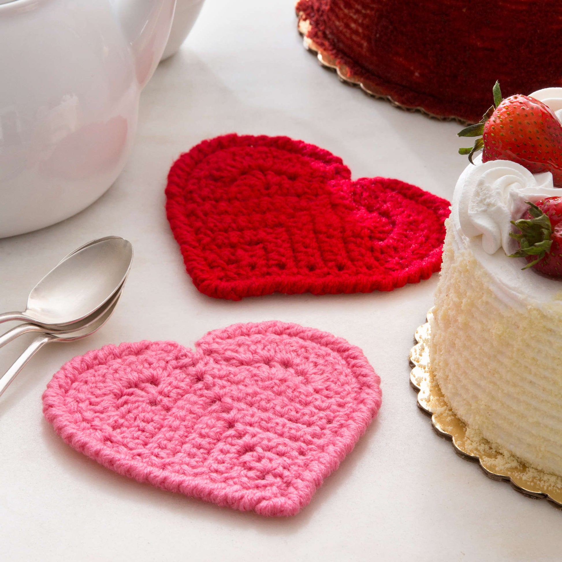 Free Red Heart Valentine Heart Coaster Crochet Pattern