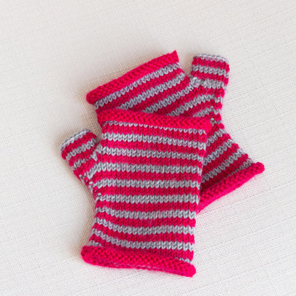 Red Heart Sleek Striped Wristers Knit Red Heart Sleek Striped Wristers Knit